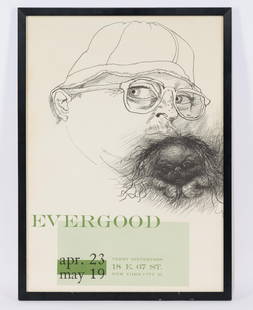 Philip Evergood Exhibition Poster: NOT ELIGIBLE FOR IN-HOUSE SHIPPING. Philip Howard (Blashki) Evergood (1901 - 1973) was active/lived in New York, Connecticut. Philip Evergood is known for Social surreal genre and abstraction painting