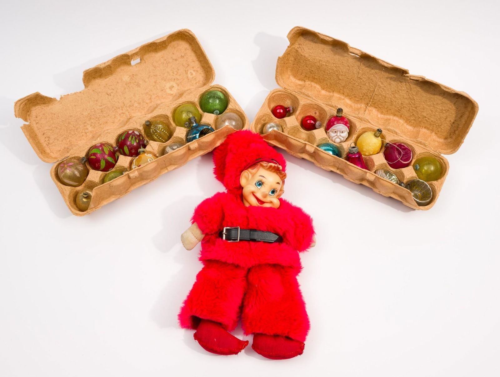 24 Antique Christmas Ornaments Incl Rubber Face Elf Doll (1 of 5)