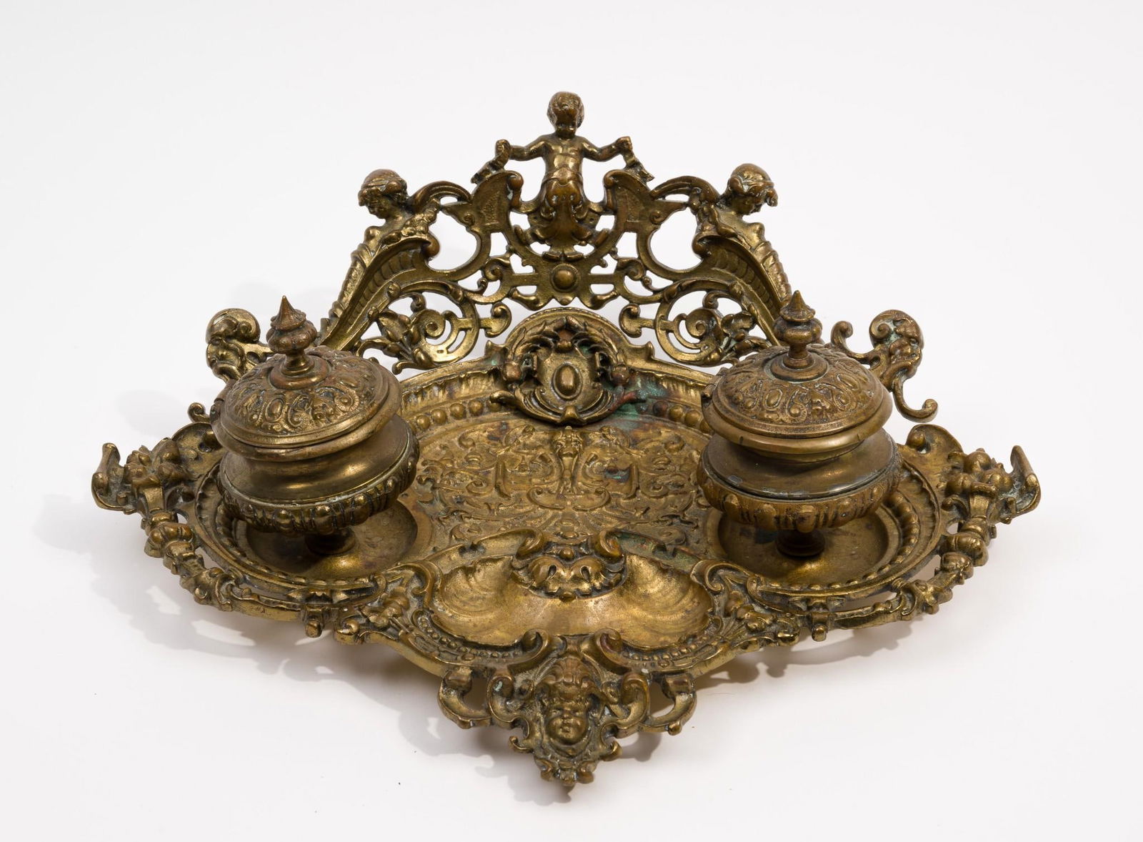 French Style Bronze Double Inkwell (1 of 4)