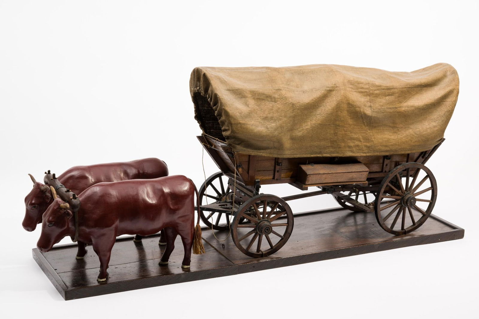 Wood Model of Covered Wagon with Ox Team (1 of 6)