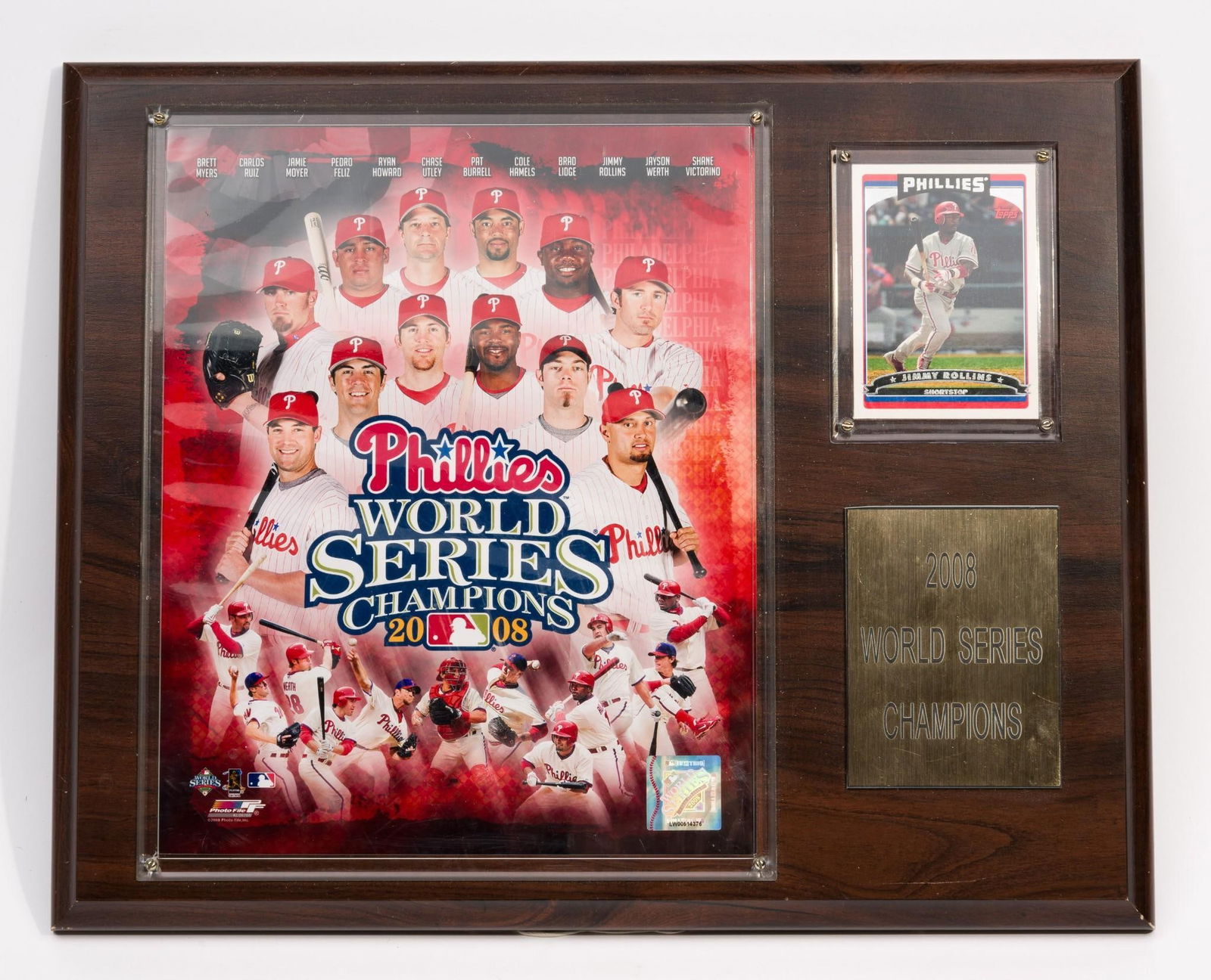 2008 Philadelphia Phillies World Series Plaque with Jimmy Rollins Card (1 of 2)