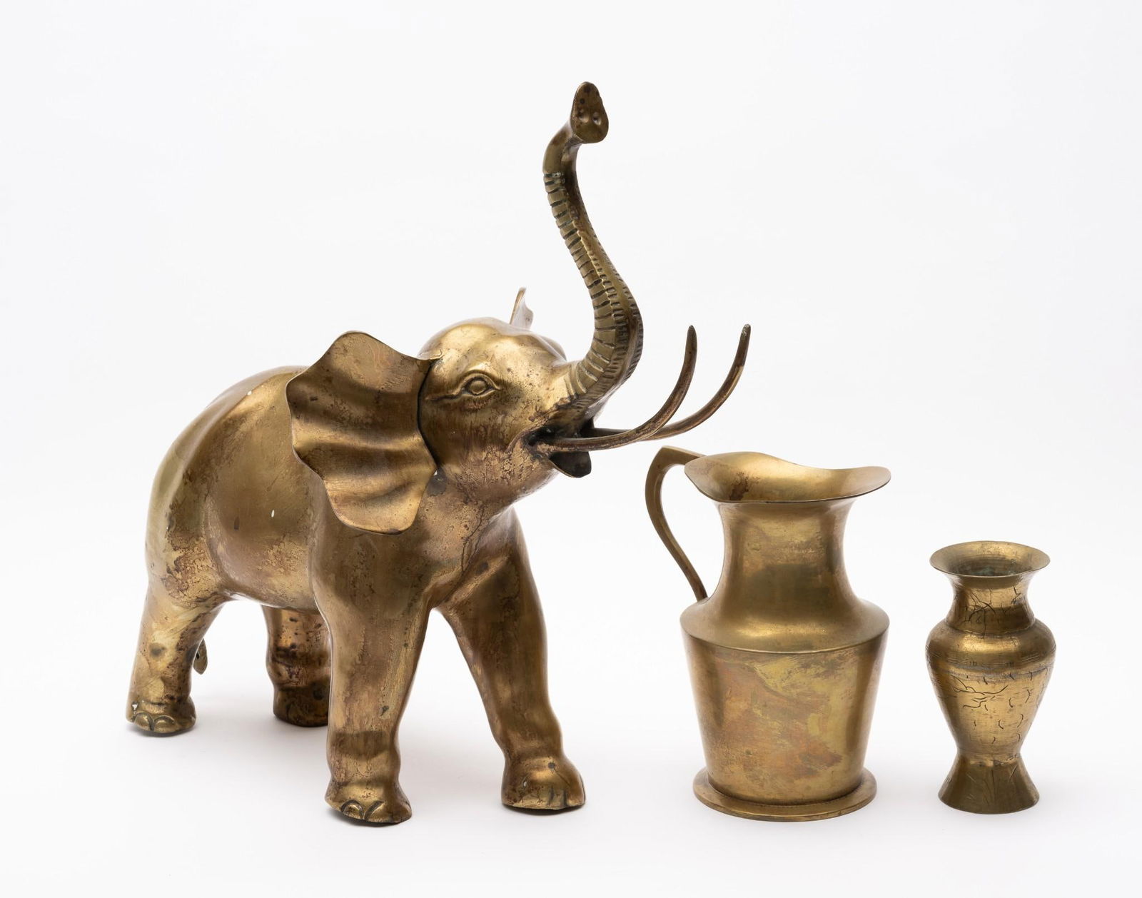 3 Pcs Brassware incl Elephant (1 of 4)