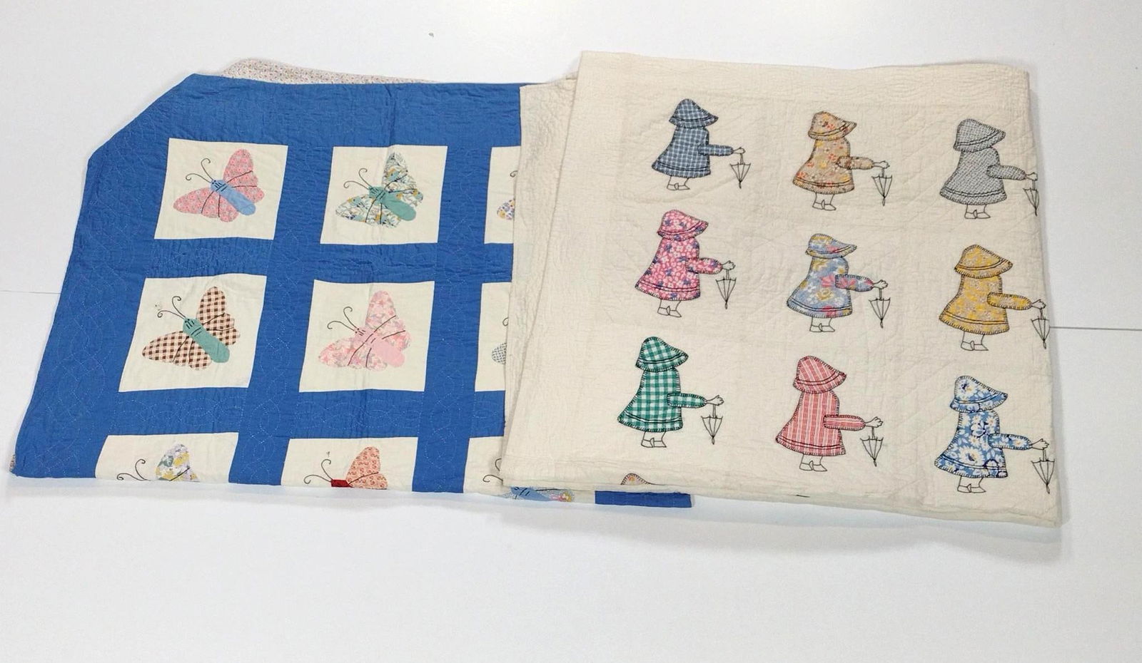2 Vintage Quilts incl Butterfly and Bonnet Girl (1 of 11)