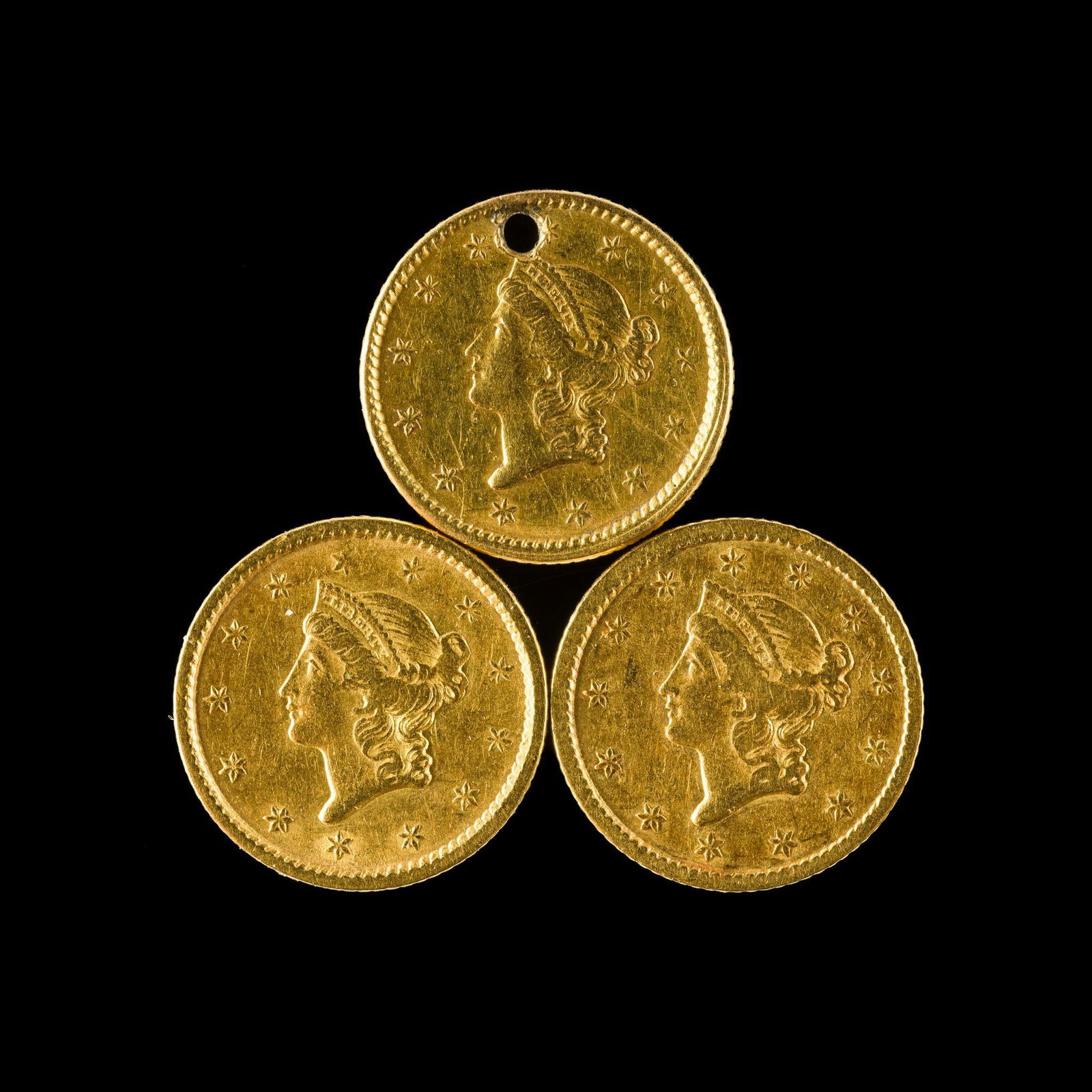 3 1851 $1 Liberty Head Gold Coins (1 of 2)