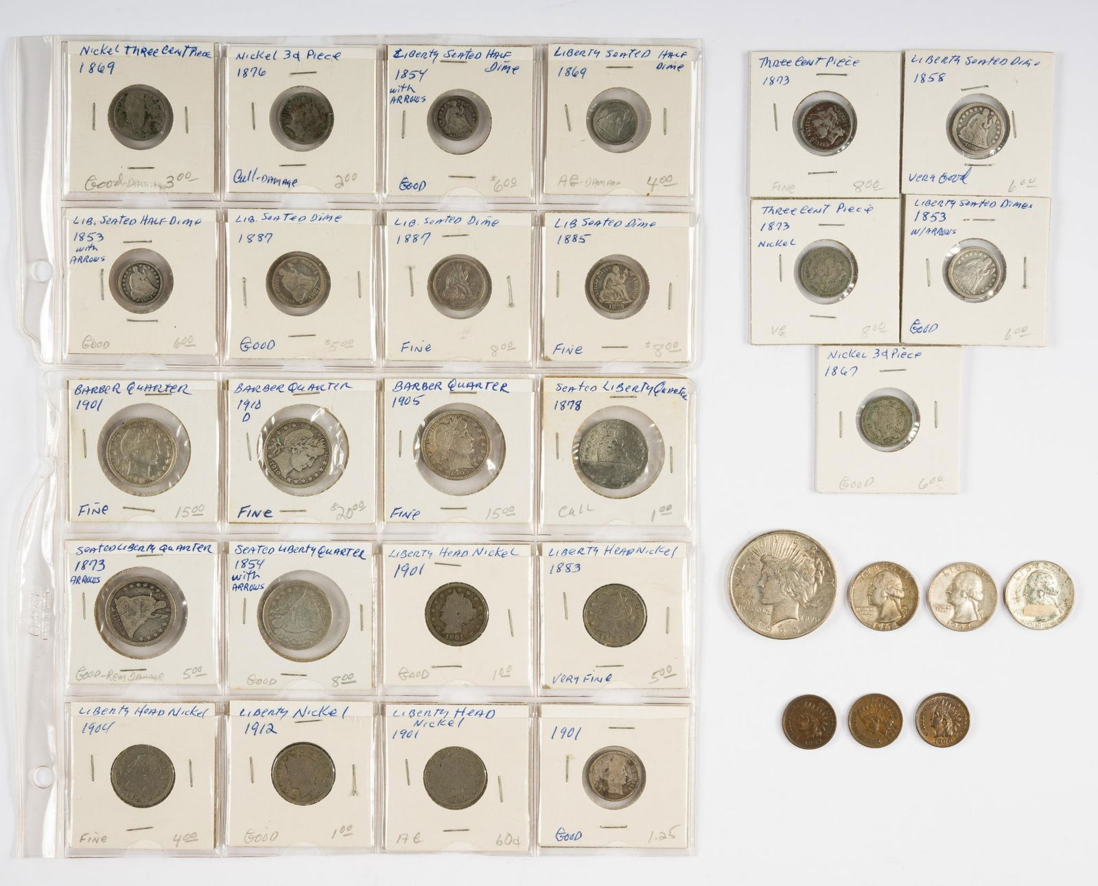 Seated Silver Quarters, Dimes, Barber Quarters (1 of 8)
