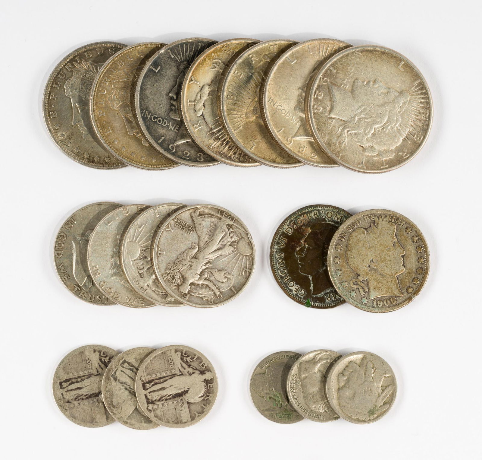 Morgan and Peace Silver Dollars, and Silver Halves (1 of 3)