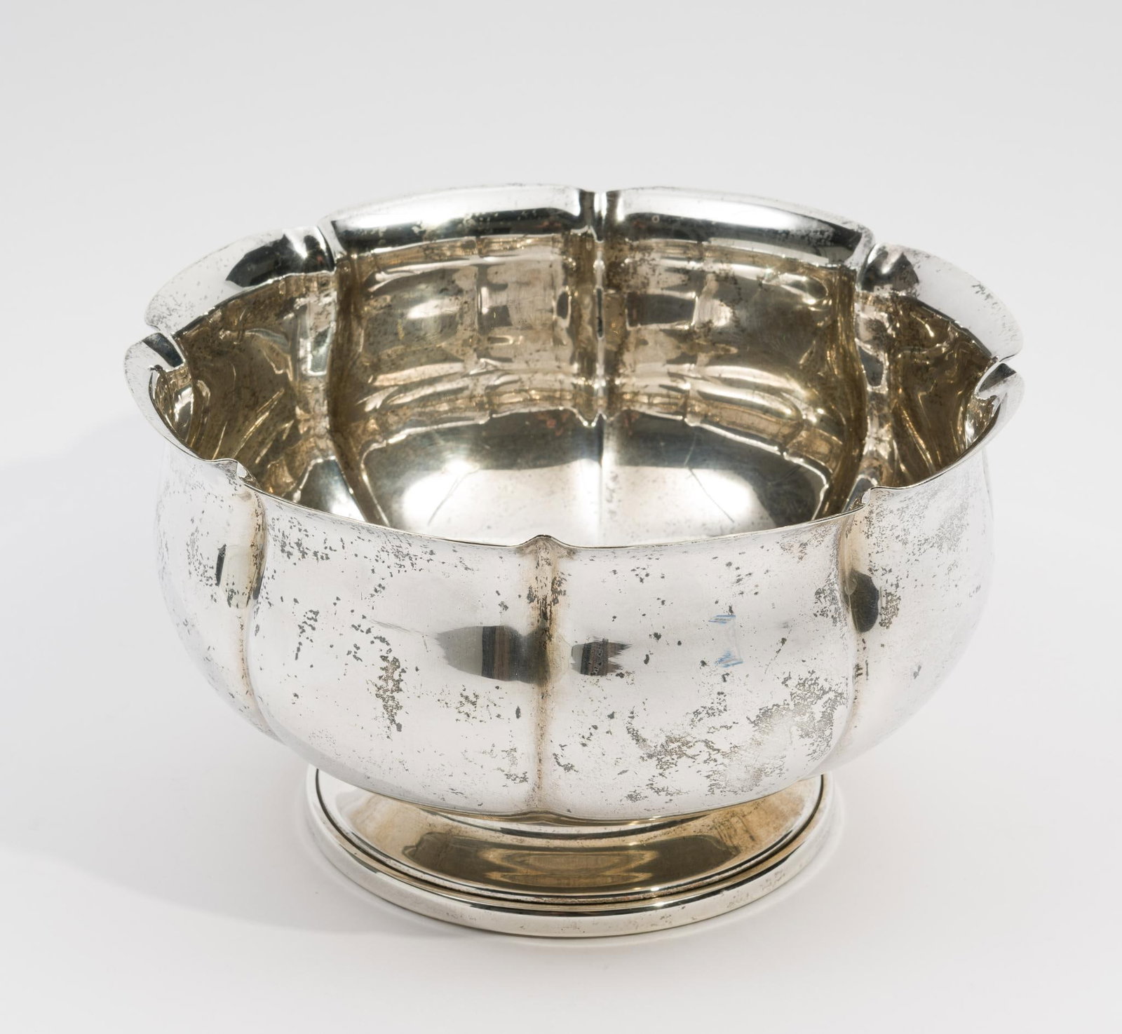 Sterling Silver Bowl: Marked sterling. 7-3/4" diameter x 4-1/2" high. 23.47 ozt total.