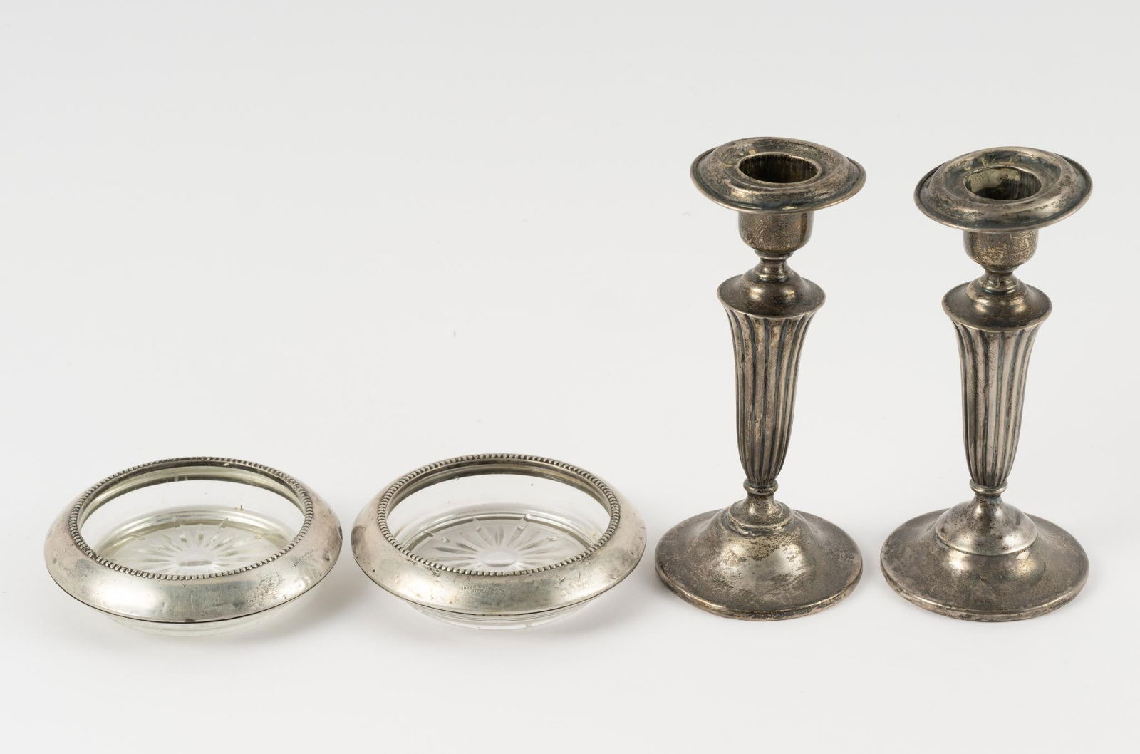 L&H Deluxe Sterling Weighted Candlesticks and Frank M. Whiting Co. Coasters (1 of 5)