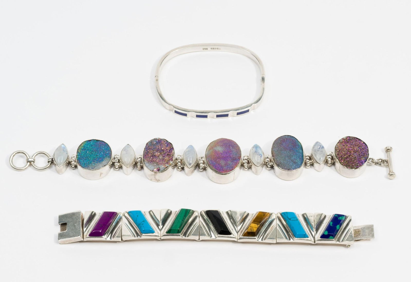 3 Contemporary Sterling Silver Bracelets Mexico (1 of 11)