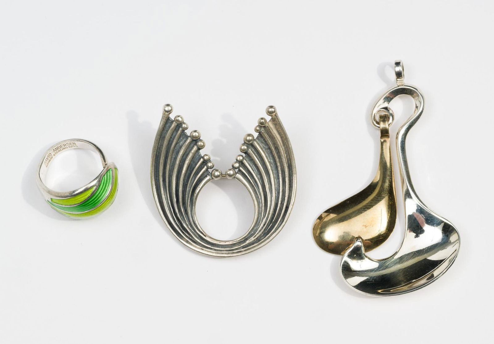David Andersen Norway Sterling Silver Ring, Brooch, and Pendant (1 of 10)