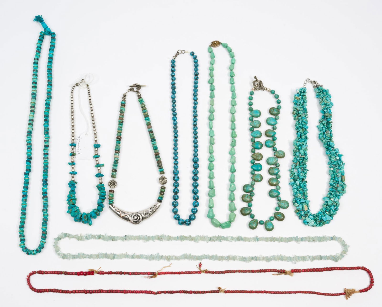 9 Necklaces Incl Aquamarine and Turquoise (1 of 4)