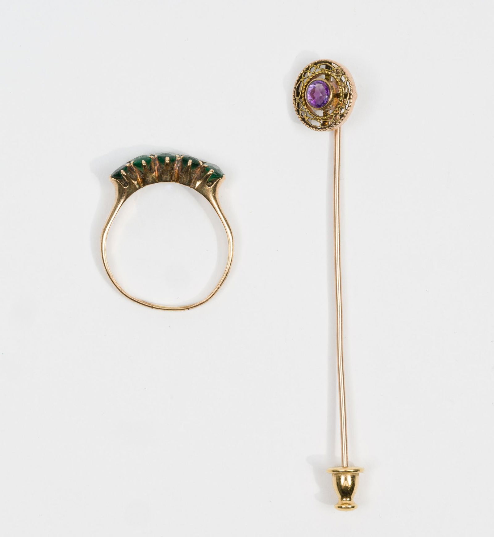 10K Gold Gemstone Ring and Stick Pin (1 of 6)