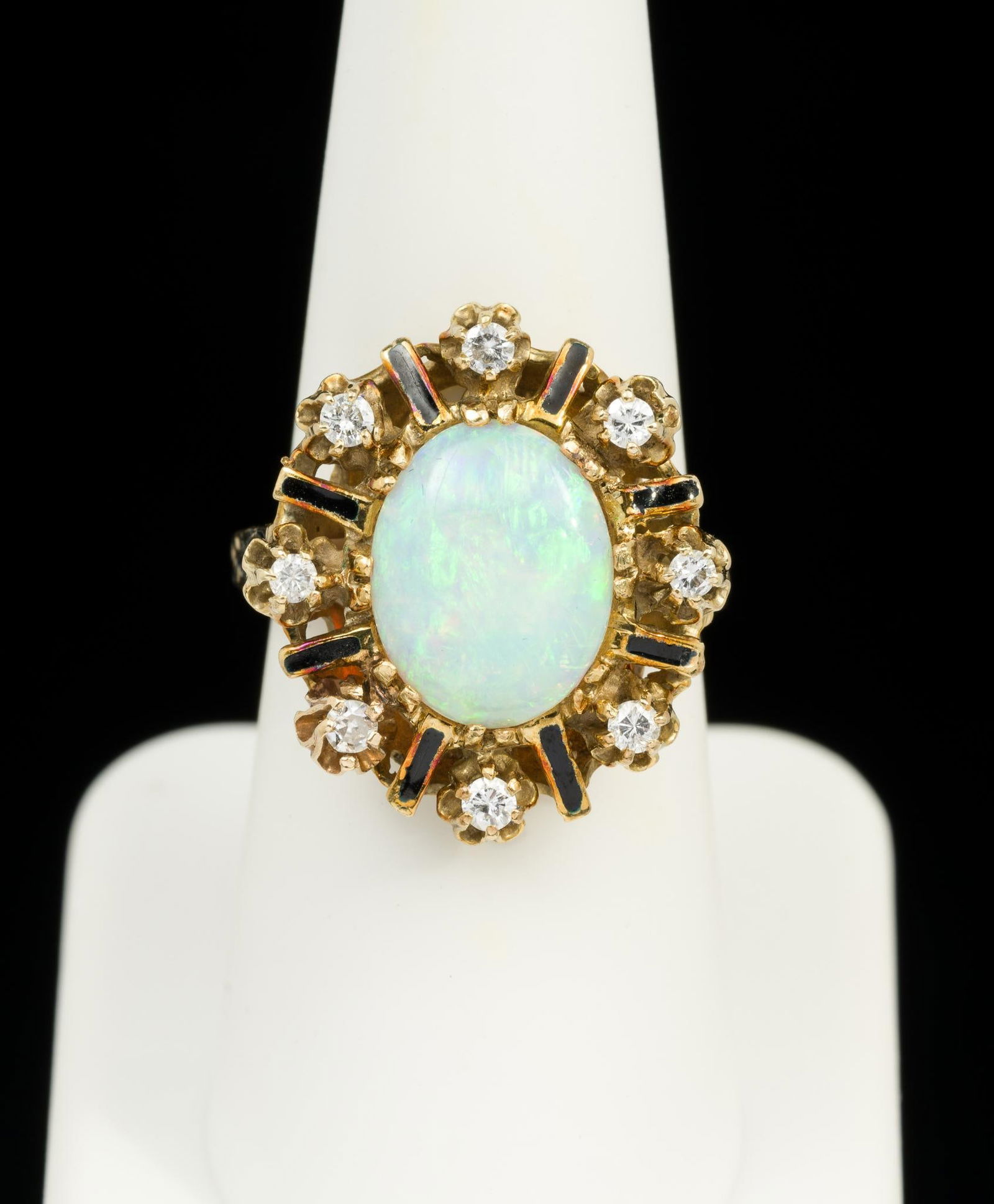 14K Gold, Opal, .40 CTW Diamond Enamel Ring (1 of 6)