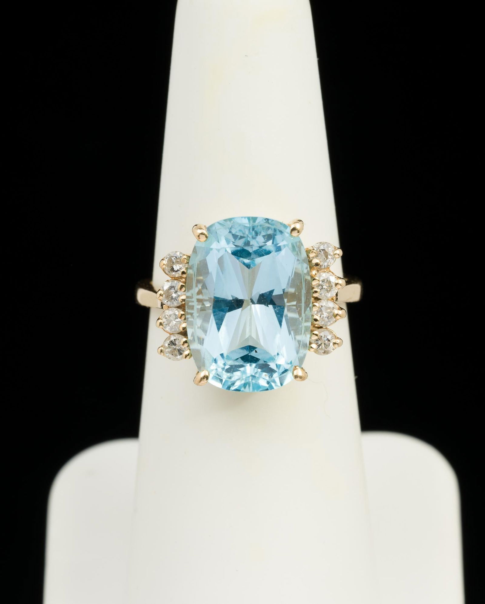 14K Gold, Blue Topaz Diamond Ring (1 of 5)