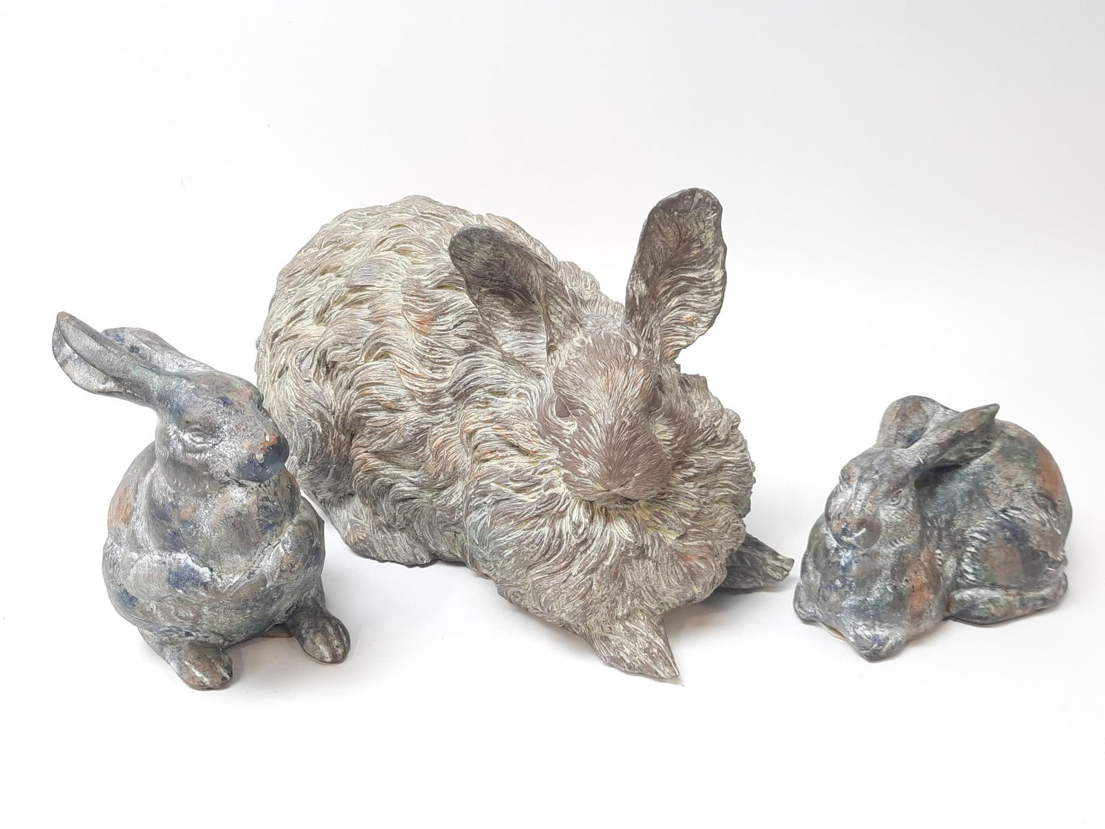 3 Rabbit / Bunny Sculptures incl Metal (1 of 2)
