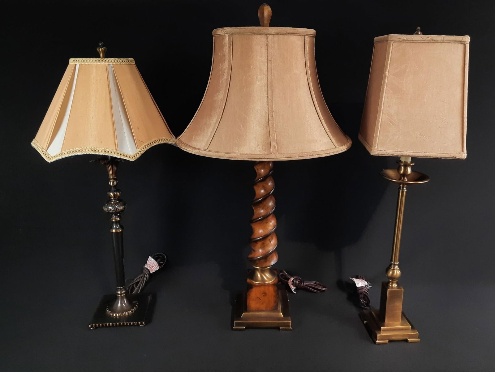3 Table Lamps incl Wood and Brass (1 of 4)