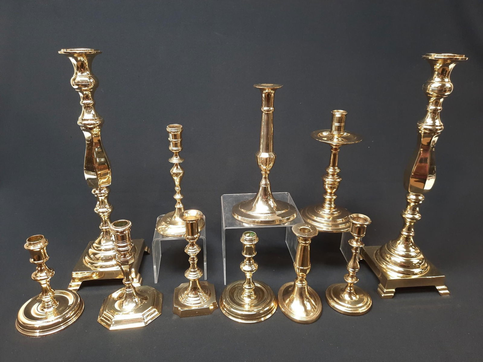 11 Brass Candlesticks incl Williamsburg (1 of 4)