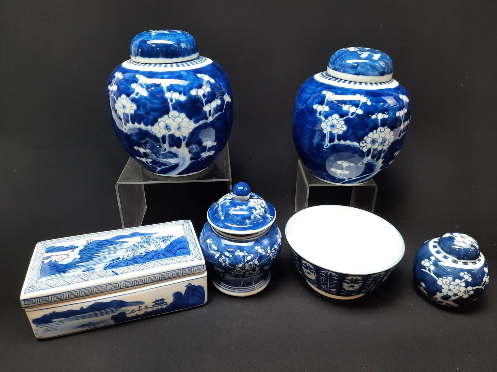 6 Pcs Blue & White Asian Porcelain (1 of 3)