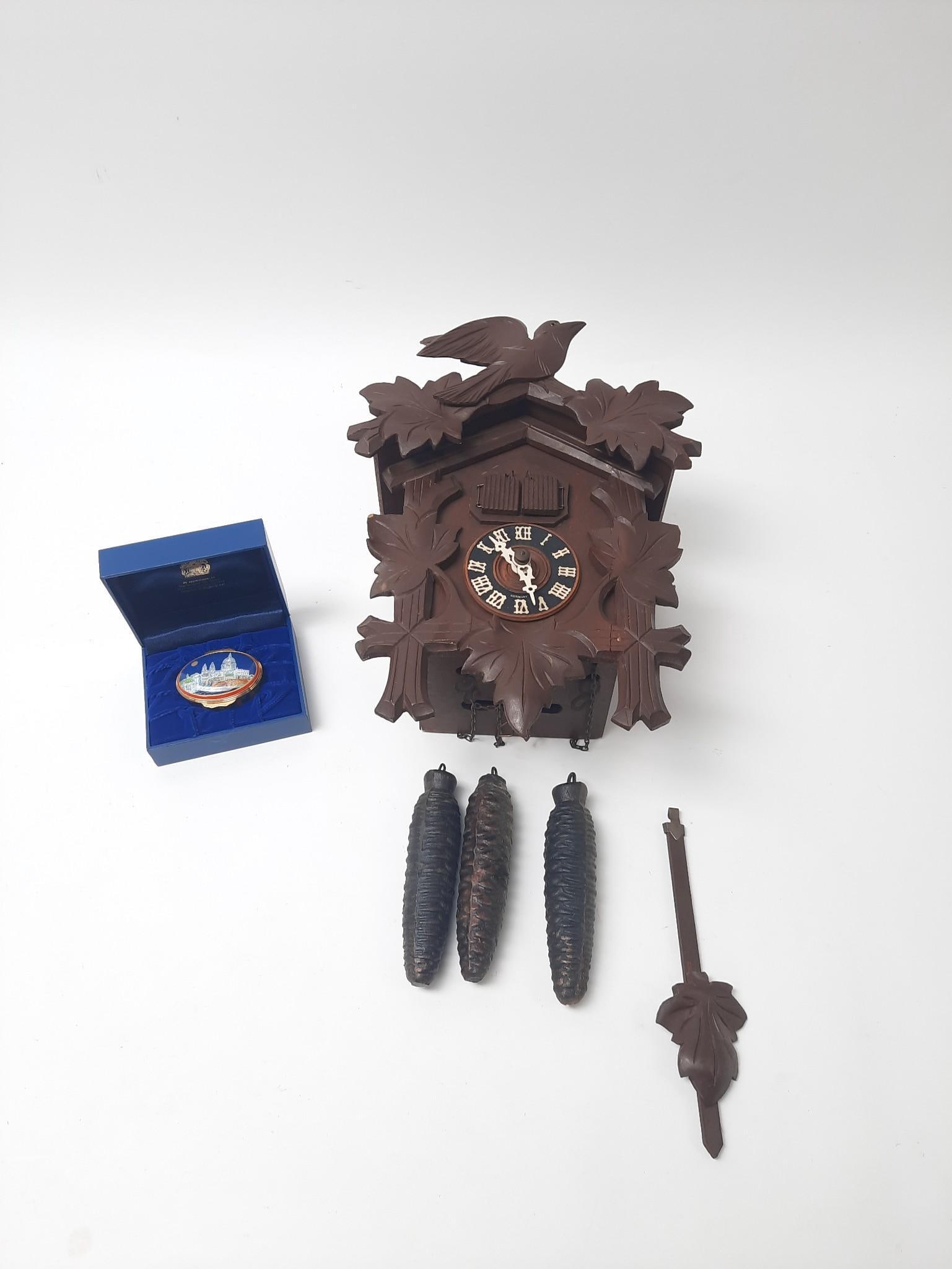 German Cuckoo Clock & Haleyon Days Enamel Box (1 of 4)