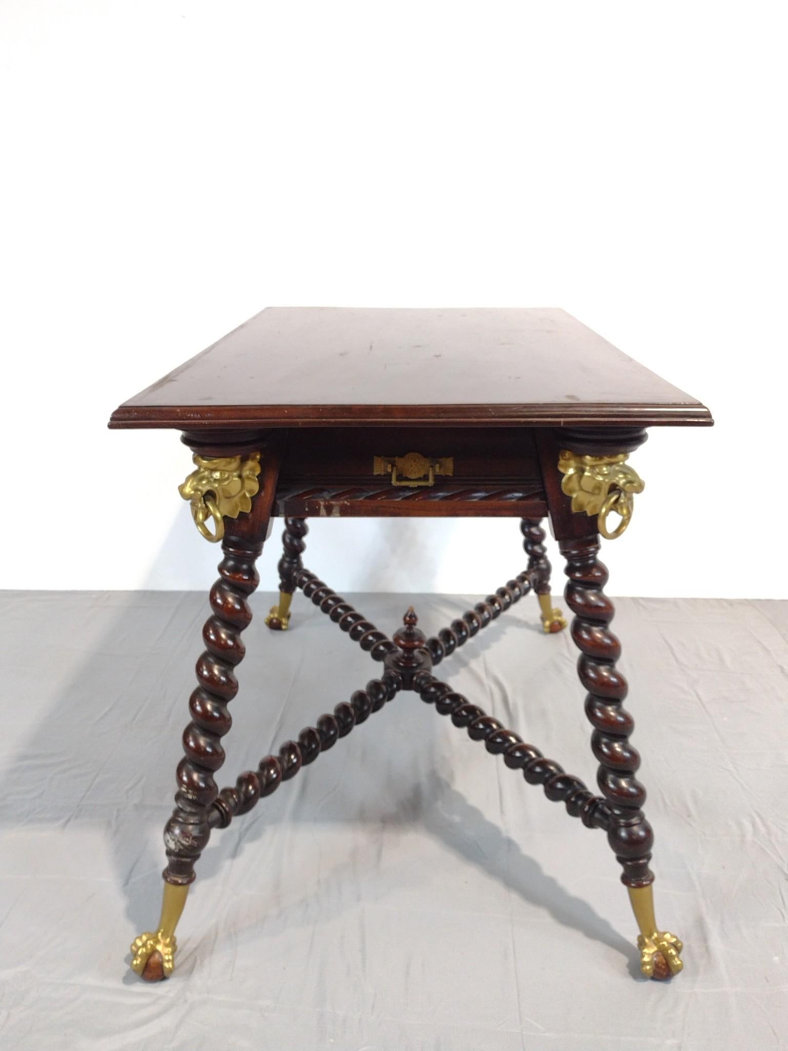 Single Drawer Table With Brass Accents (1 of 7)