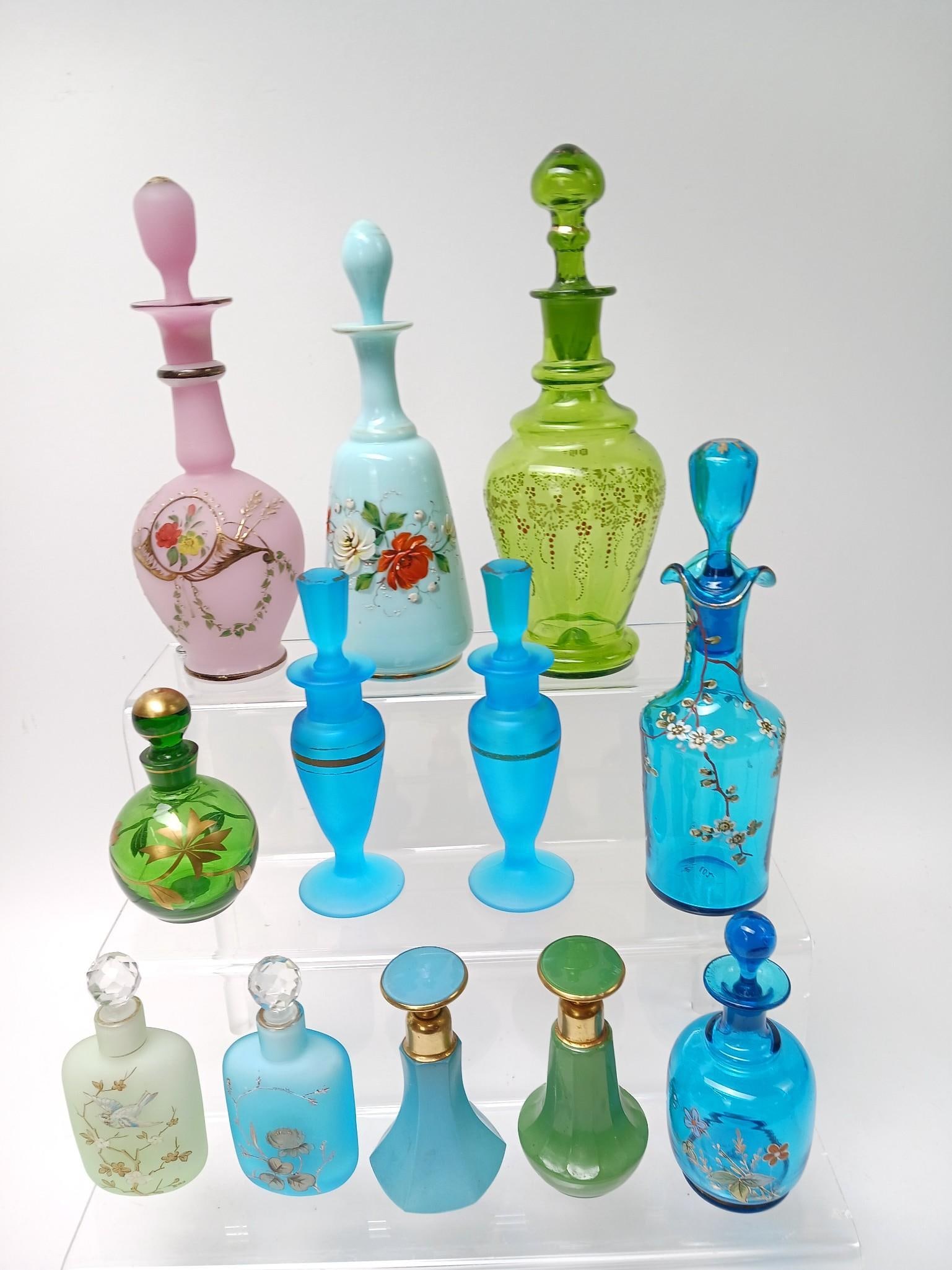 12 Antique Perfume Bottles incl Handpainted (1 of 2)
