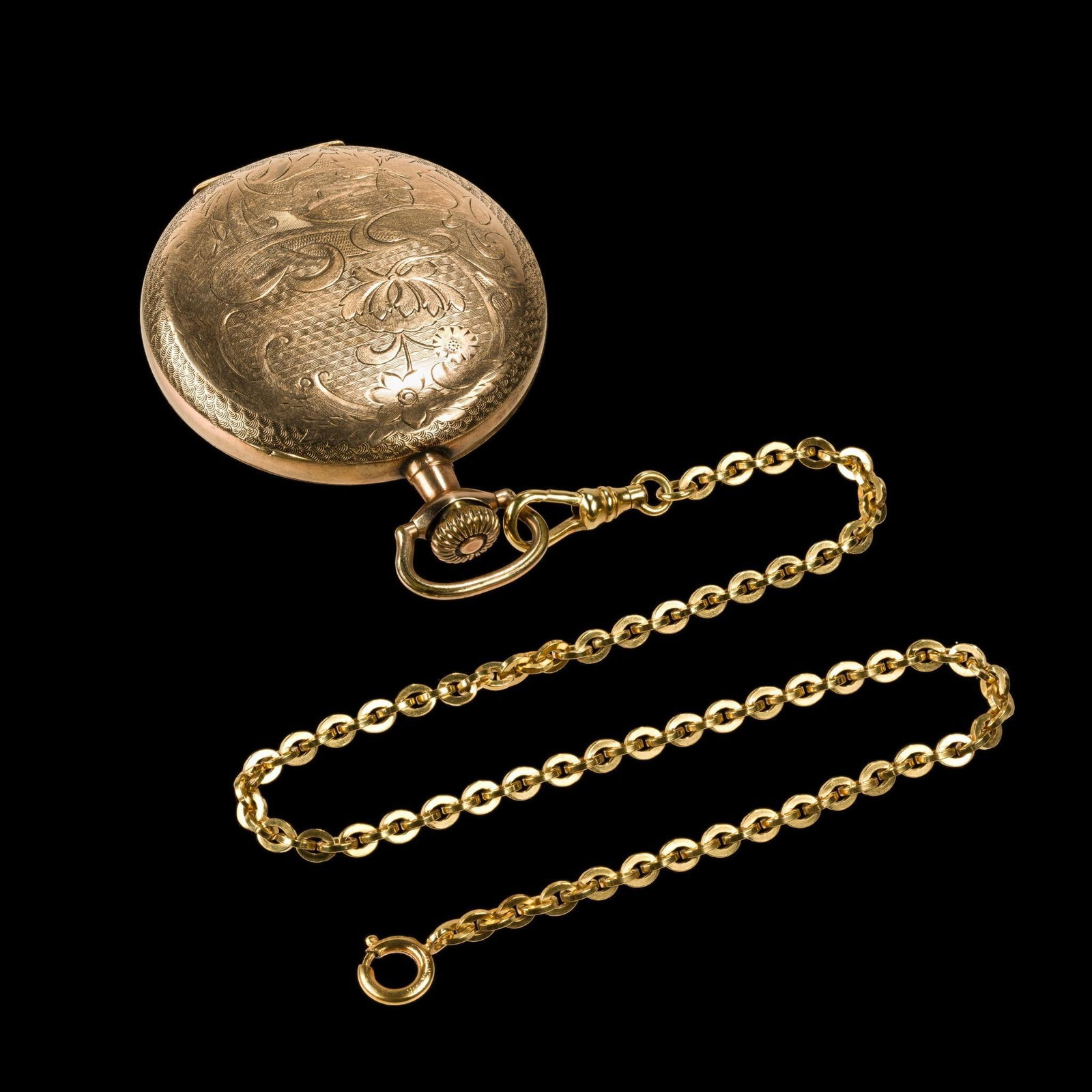 Gold Filled Illinois Pocket Watch with Chain (1 of 6)