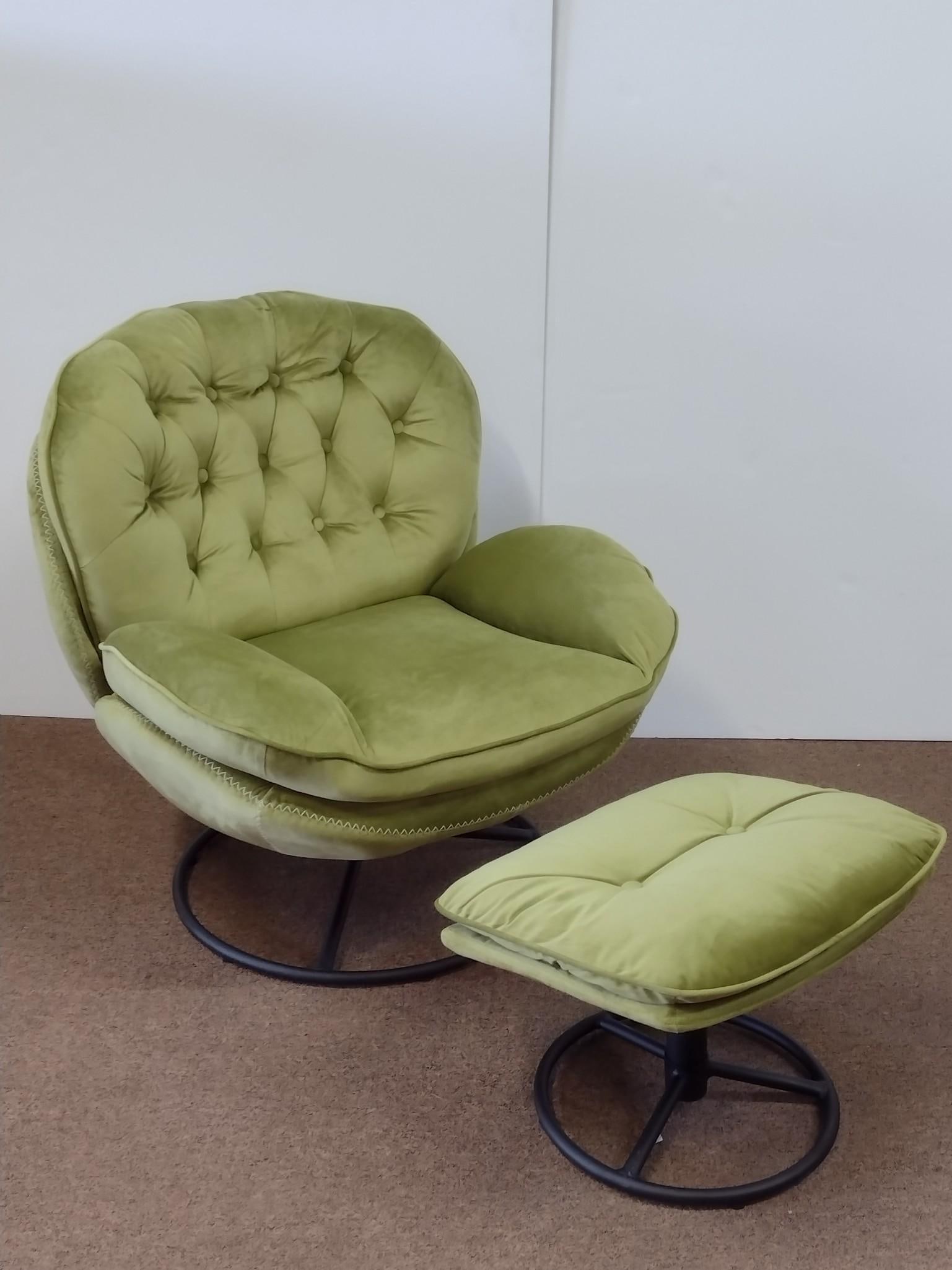 Mid Century Modern Style Swivel Chair with Ottoman (1 of 6)