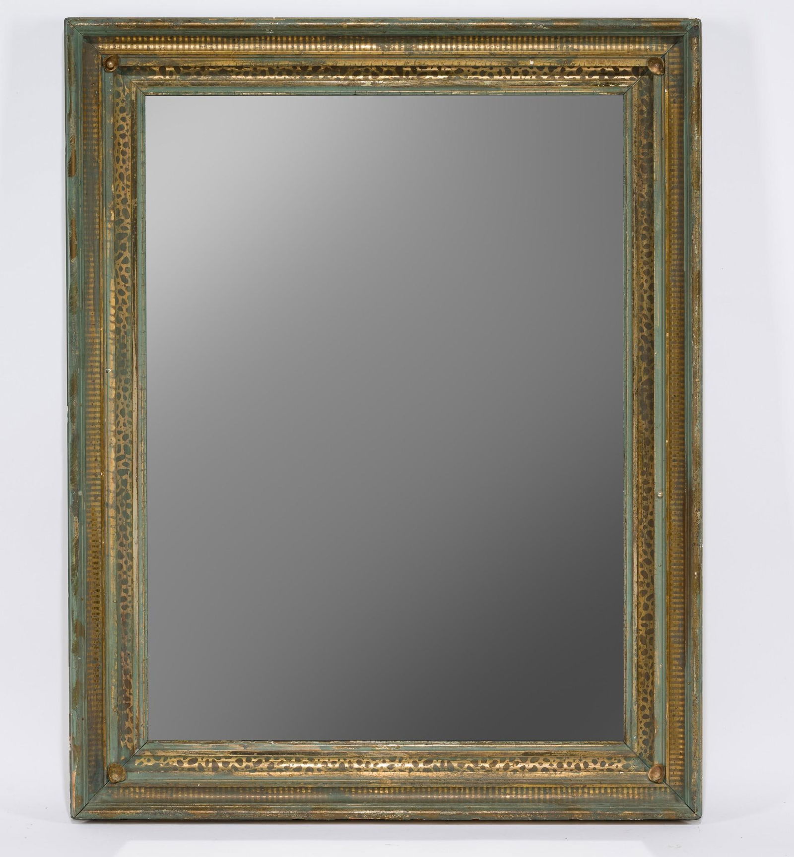 Vintage Paint Decorated Mirror: NOT ELIGIBLE FOR IN-HOUSE SHIPPING. Overall with frame 32-3/4" high x 25-1/2" wide. Minor paint losses.