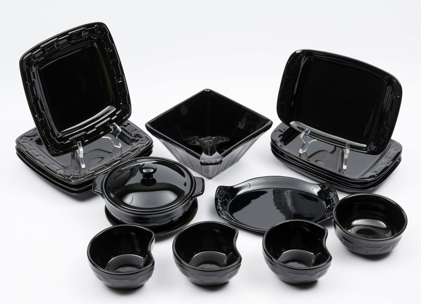 17 Pcs Longaberger Black Pottery (1 of 7)