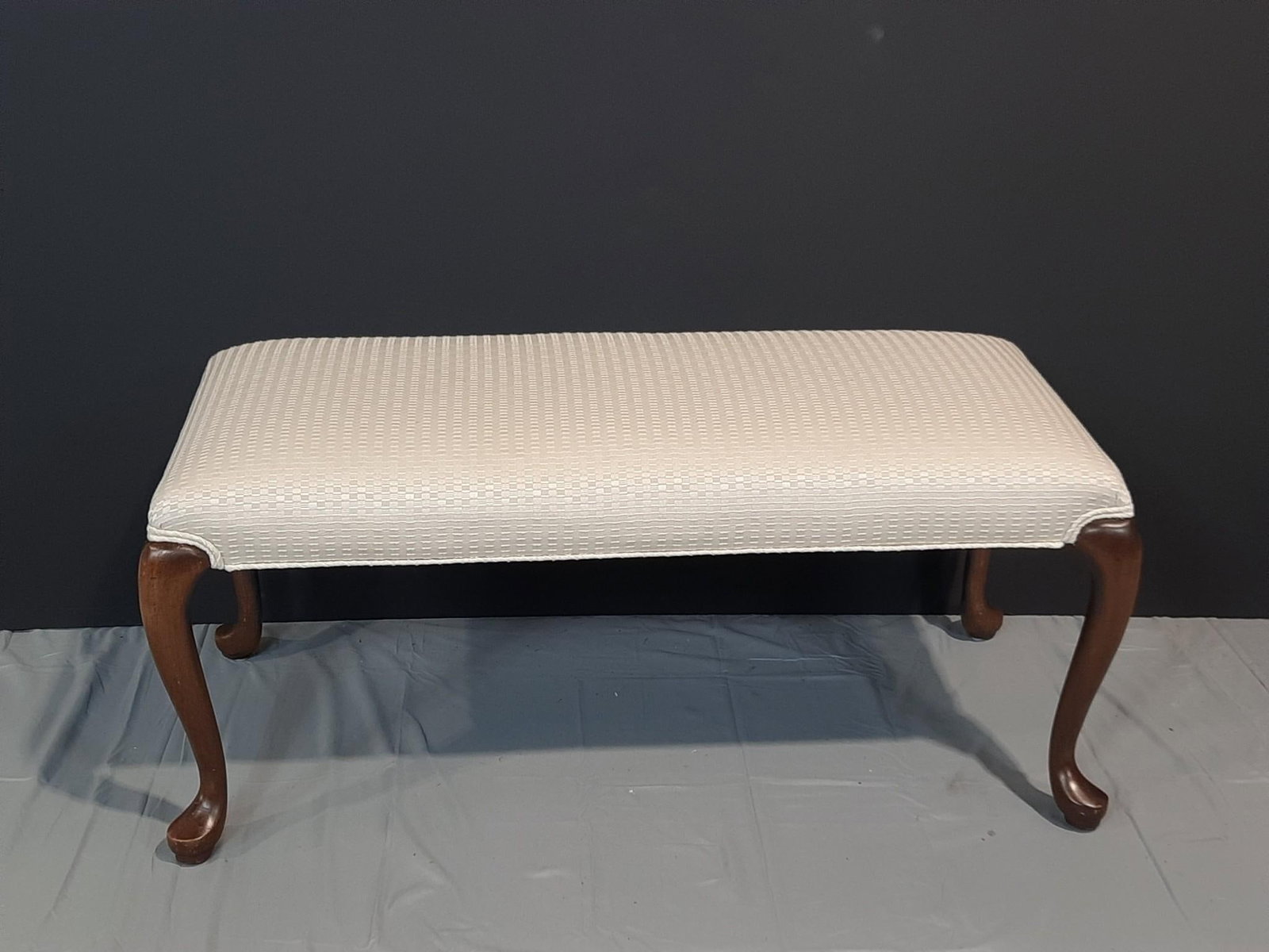 Upholstered Bench: NOT ELIGIBLE FOR IN-HOUSE SHIPPING. 40" wide x 19-1/2" deep x 17-1/2" high.