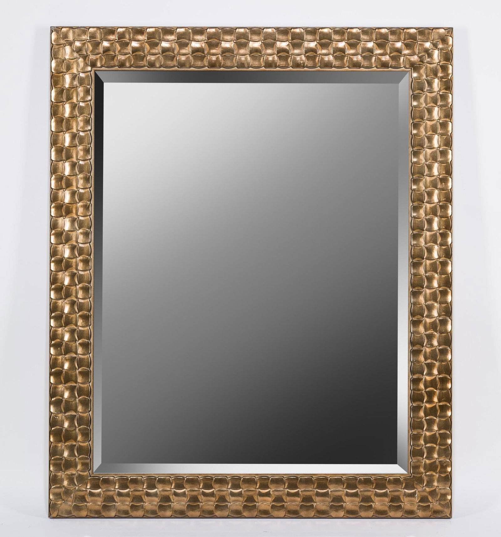 Modernist Wall Mirror: NOT ELIGIBLE FOR IN-HOUSE SHIPPING. Overall with frame 33-3/4" high x 27-1/2" wide.