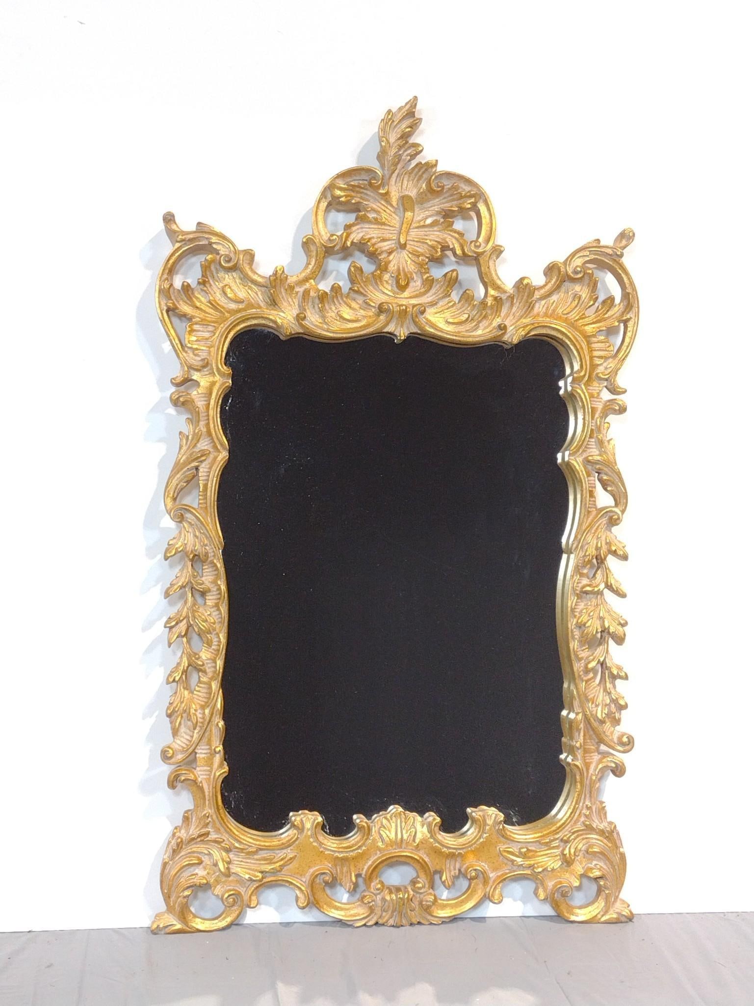 Gilt Wall Mirror: NOT ELIGIBLE FOR IN-HOUSE SHIPPING. Overall with frame: 50" high x 30" wide.