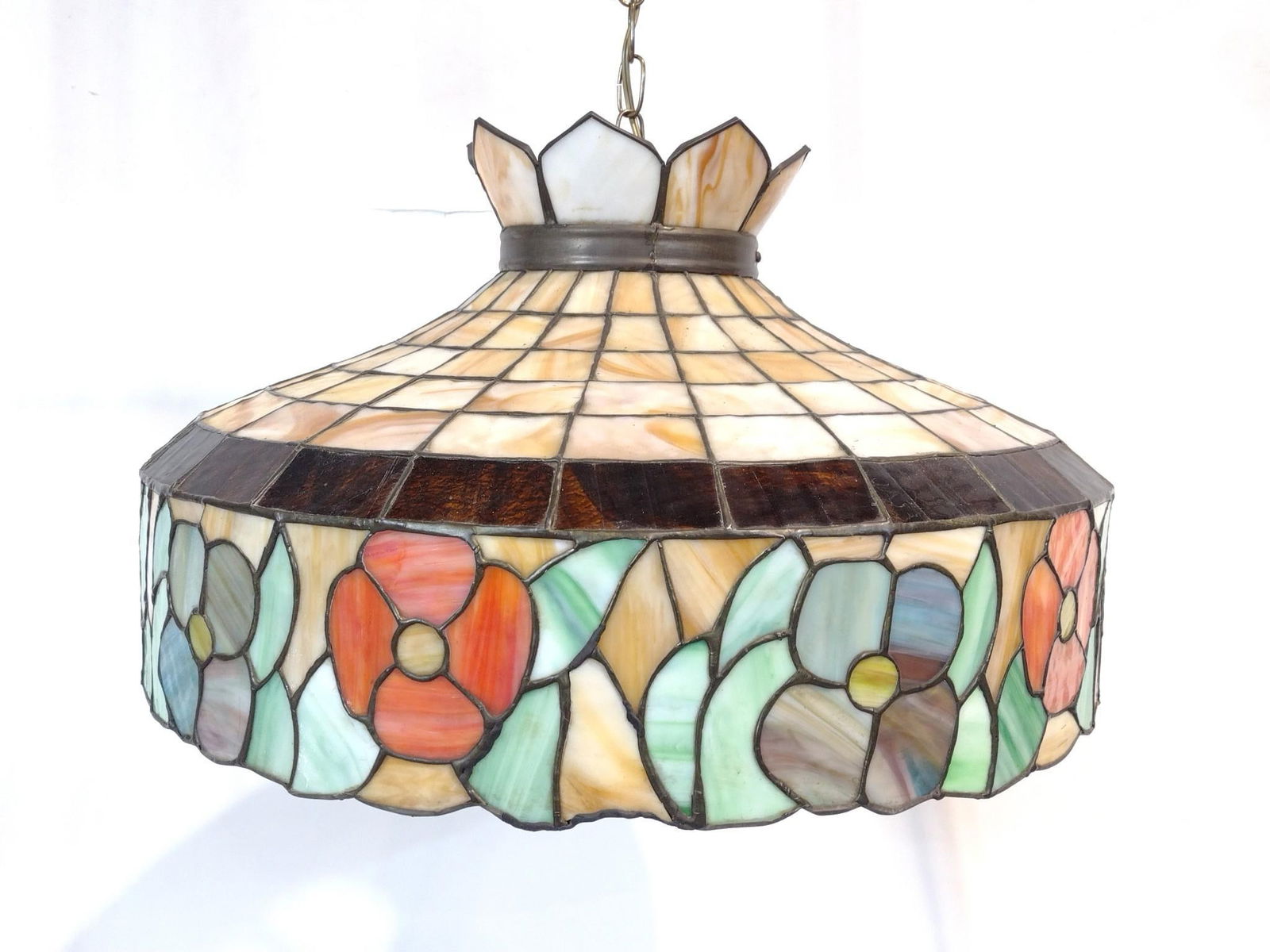 Antique Stained Glass Hanging Lamp / Chandelier (1 of 3)