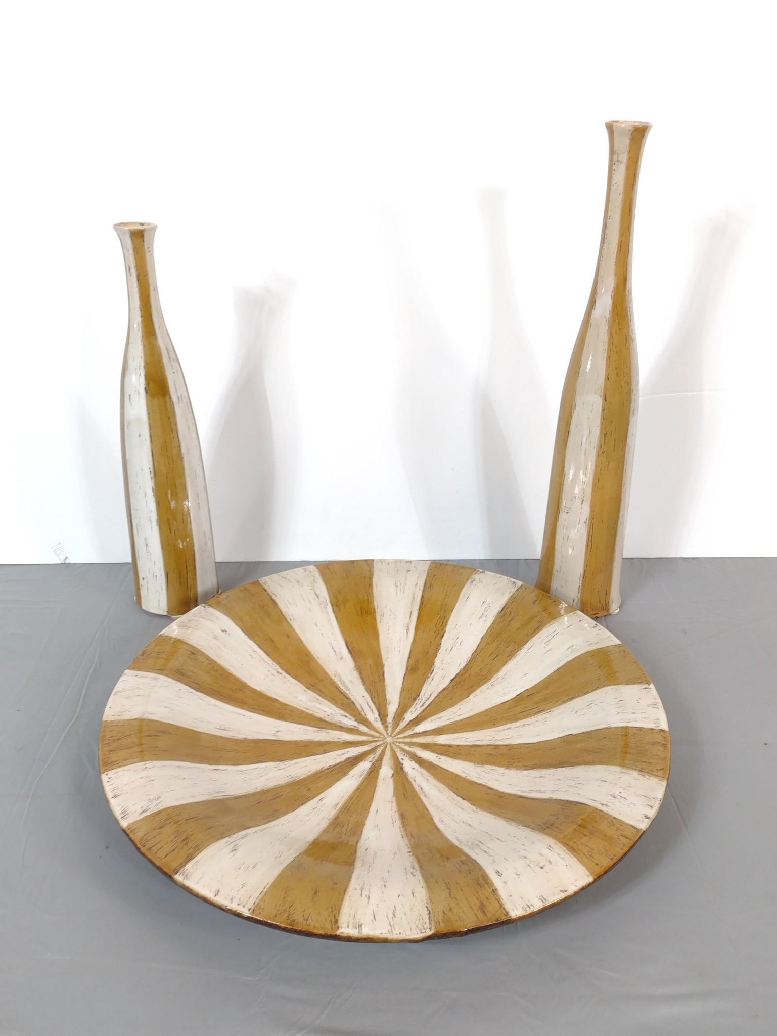 2 Vases w/ Matching Large Bowl (1 of 5)