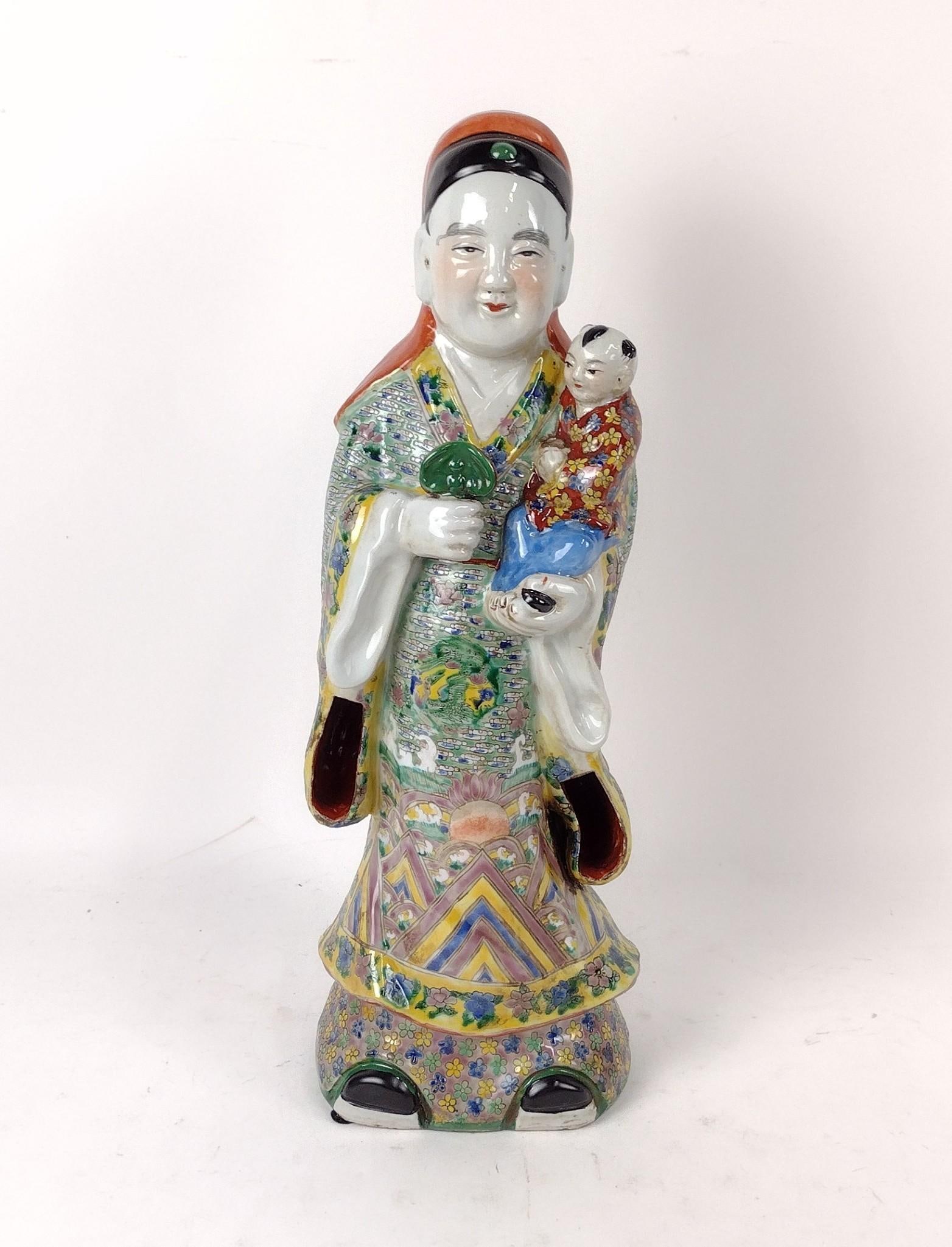 Fuxing Statue: 6-1/4" wide x 19" high.