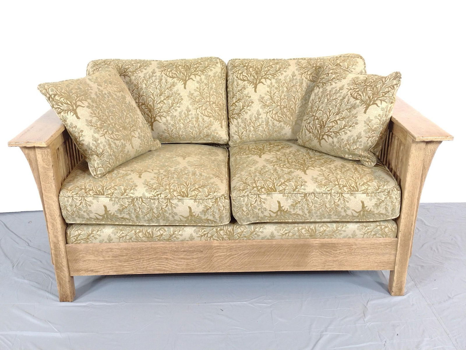 Stickley Fayette Loveseat: NOT ELIGIBLE FOR IN-HOUSE SHIPPING. 64" wide X 37" deep X 36" high.