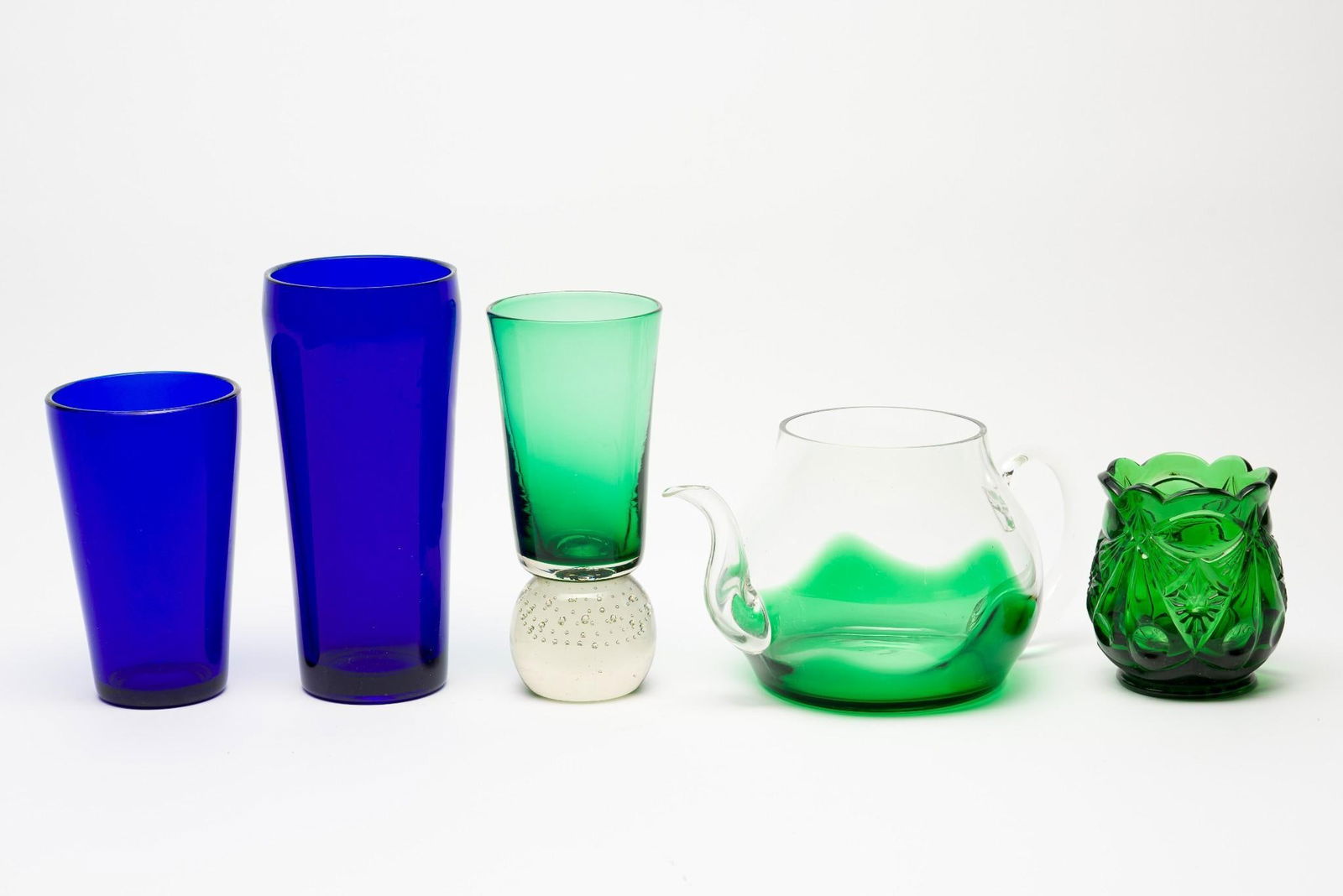 5 Pcs Glassware incl. Cobalt Heisey (1 of 6)