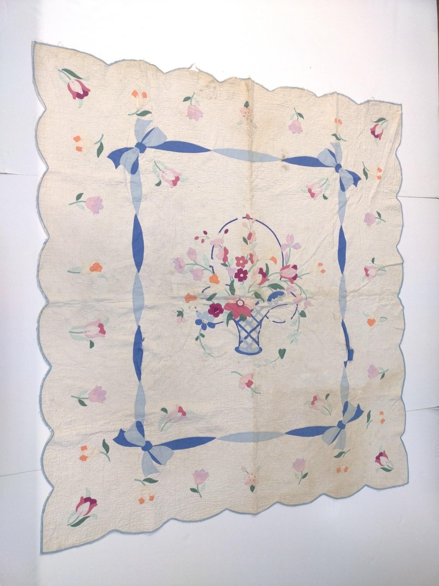 Vintage Floral Basket Summer Quilt (1 of 7)