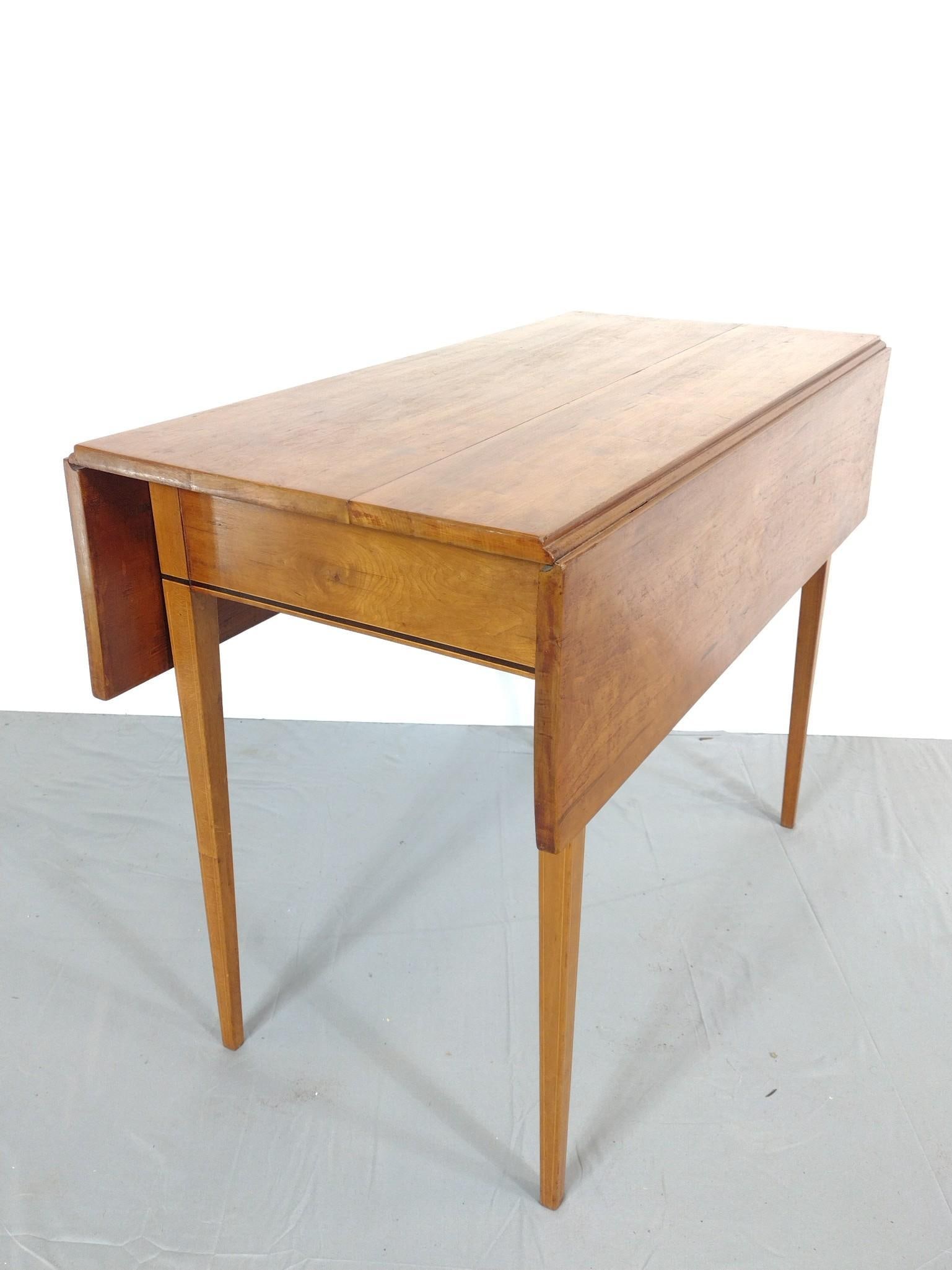 Drop Leaf Table: NOT ELIGIBLE FOR IN-HOUSE SHIPPING. Open 34-1/2", closed 18" wide X 36" deep X 27-1/2" high. Has some light scratches.