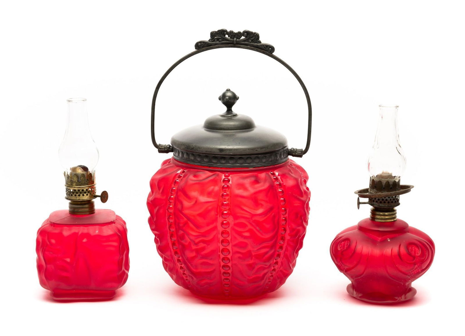 3 Pcs Red Satin Glass (1 of 3)