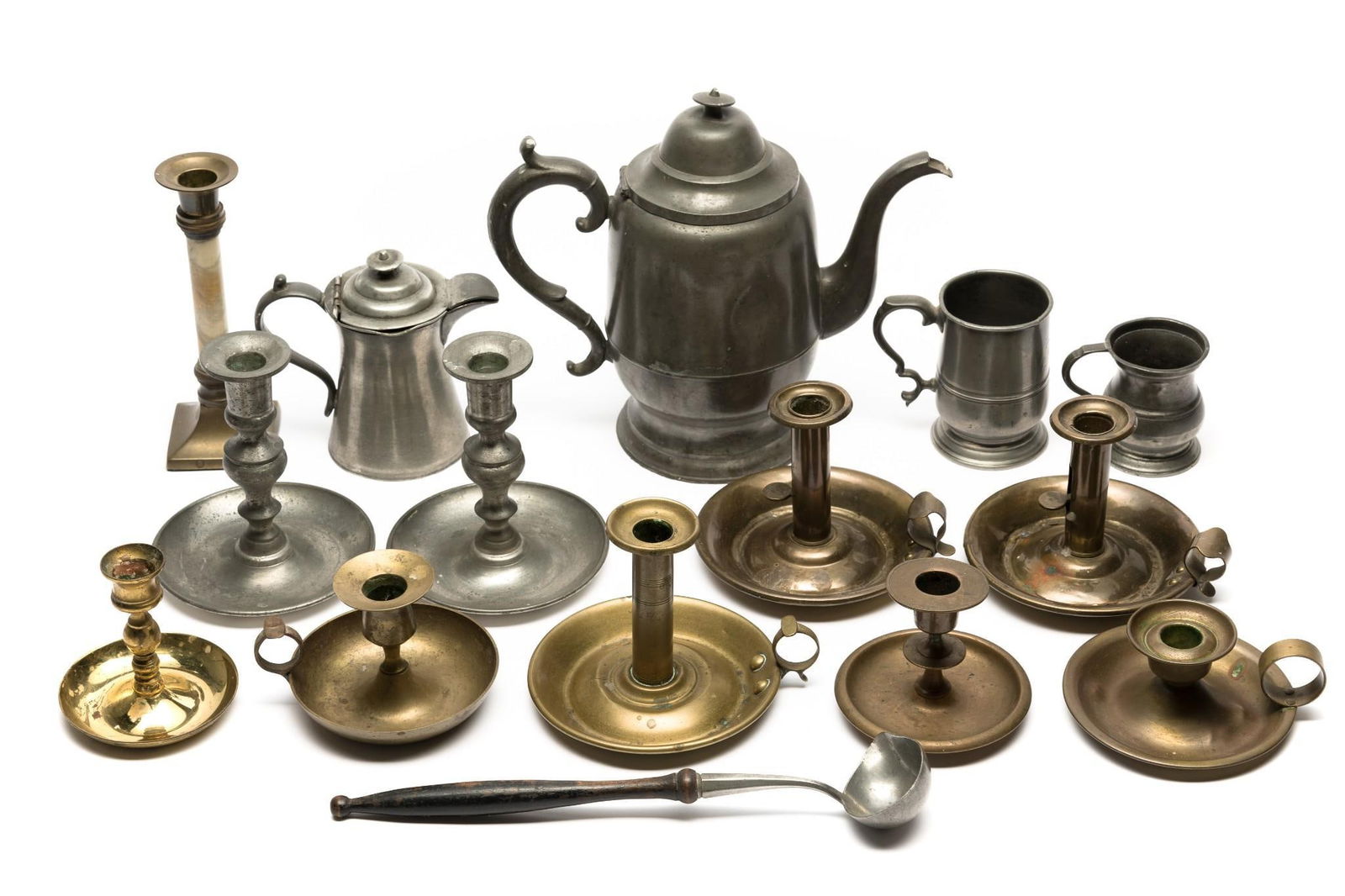 15 Pcs Pewter & Copper incl. Candlesticks (1 of 8)