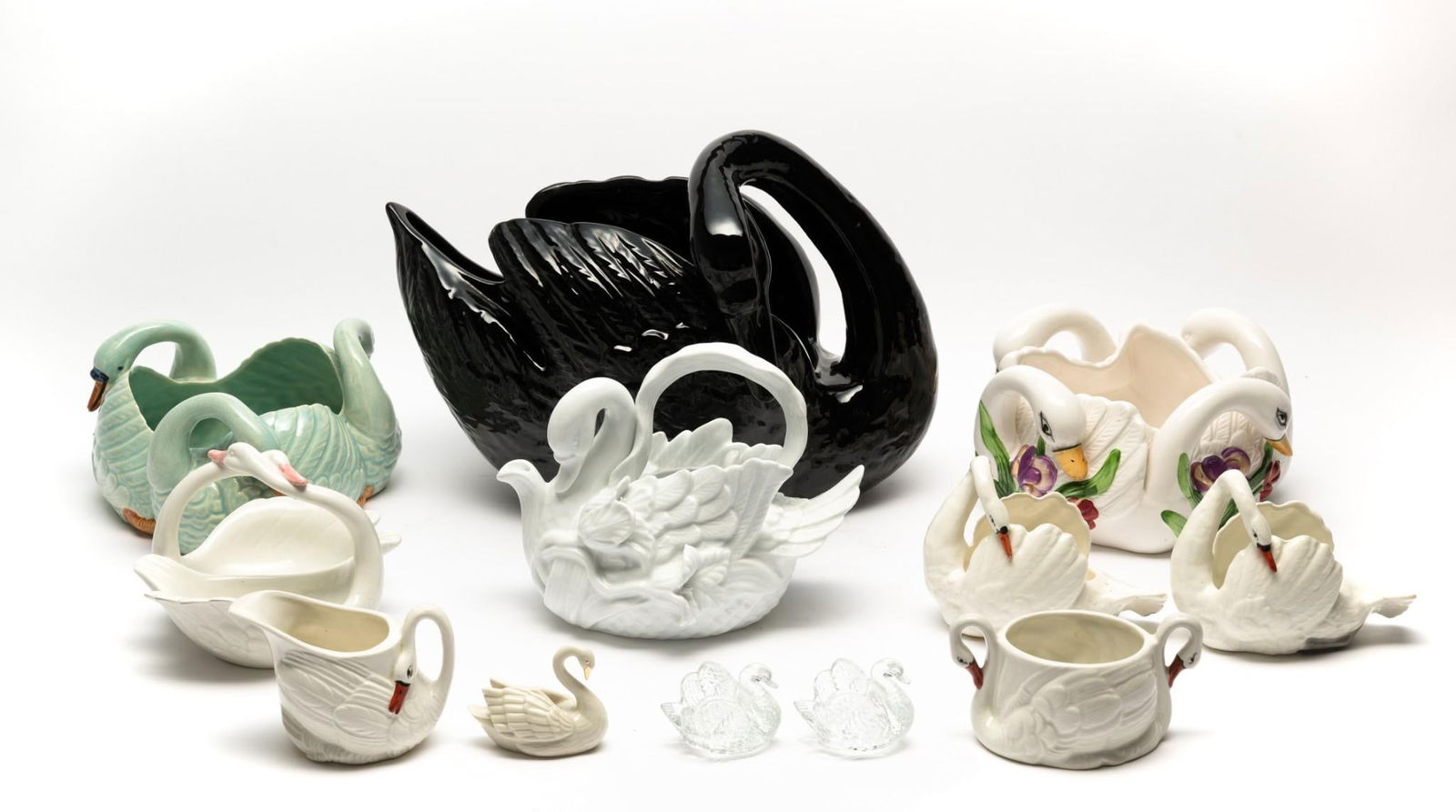 12 Ceramic & Glass Swan Figurines (1 of 11)