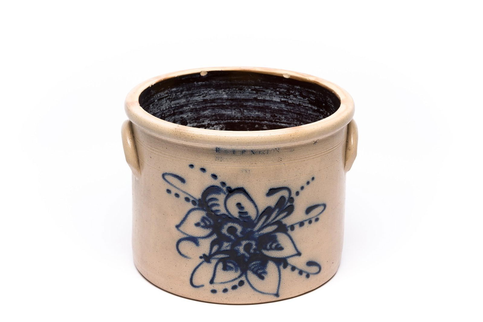 E. & L. P Norton Bennington, Vermont 3 Gallon Floral Cobalt Stoneware (1 of 6)