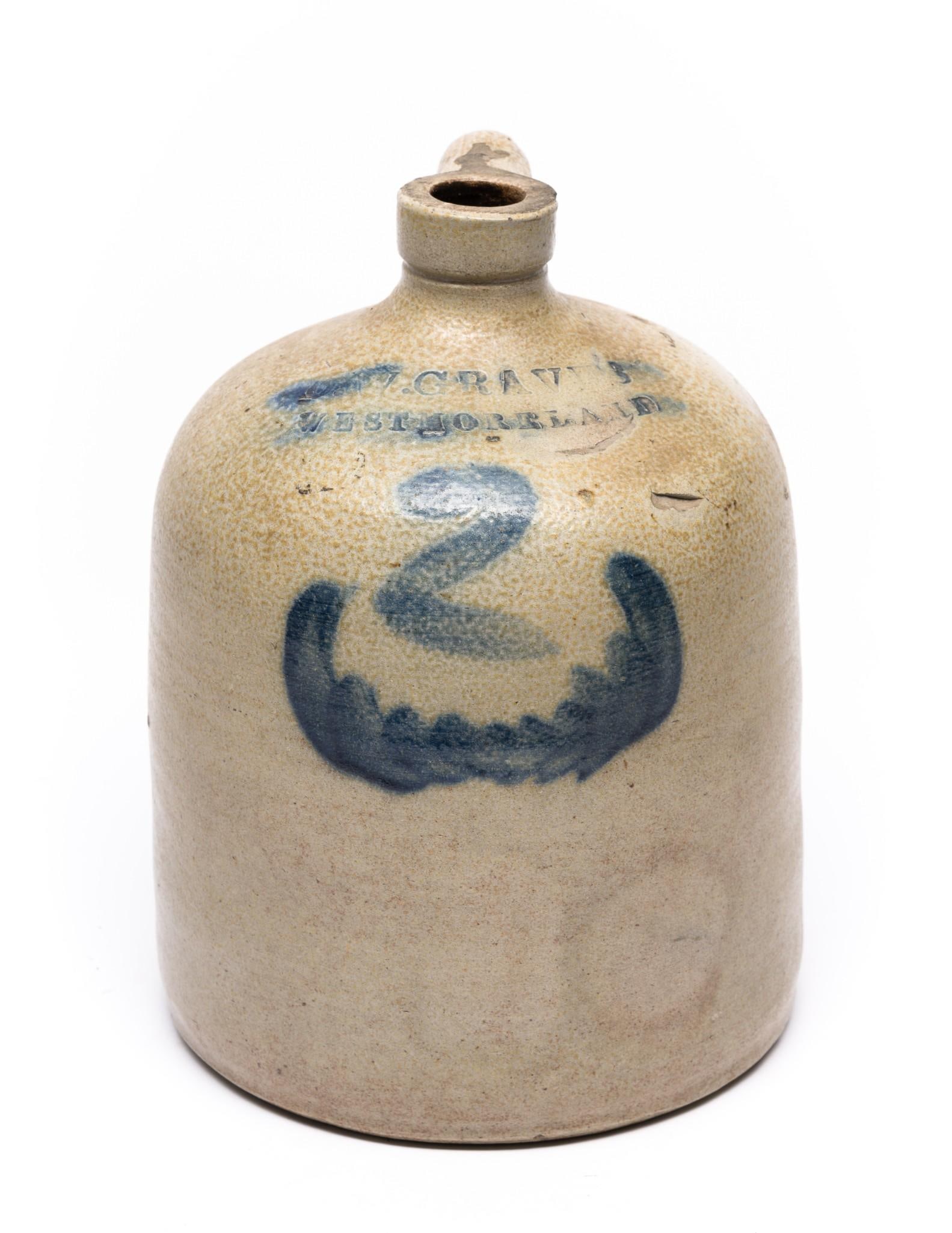 D.W. Gravis Westmoreland PA 2 Gallon Cobalt Stoneware Crock (1 of 6)