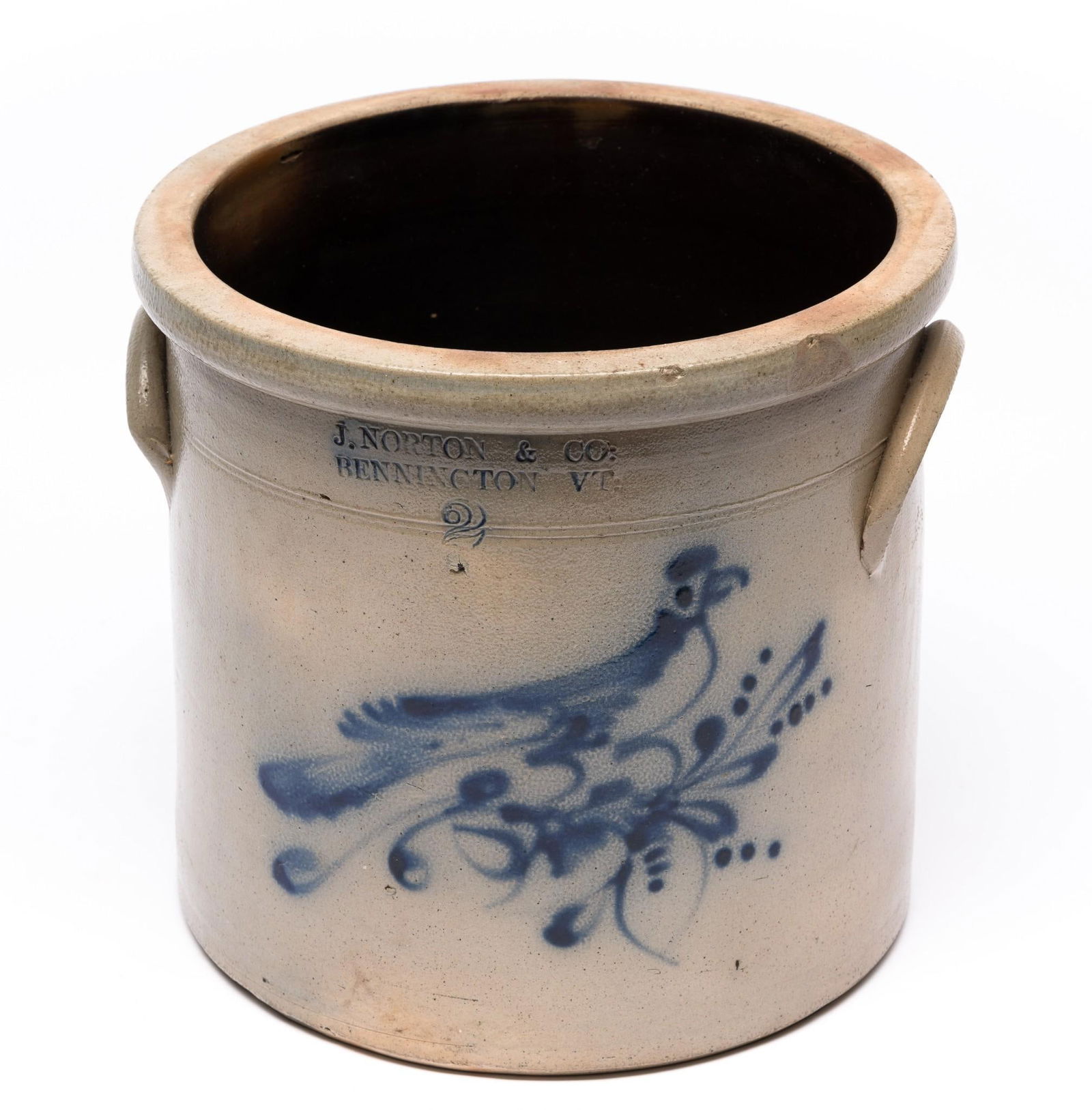 2 Gallon J. Norton & Co Bennington VT Bird Stoneware Crock (1 of 6)