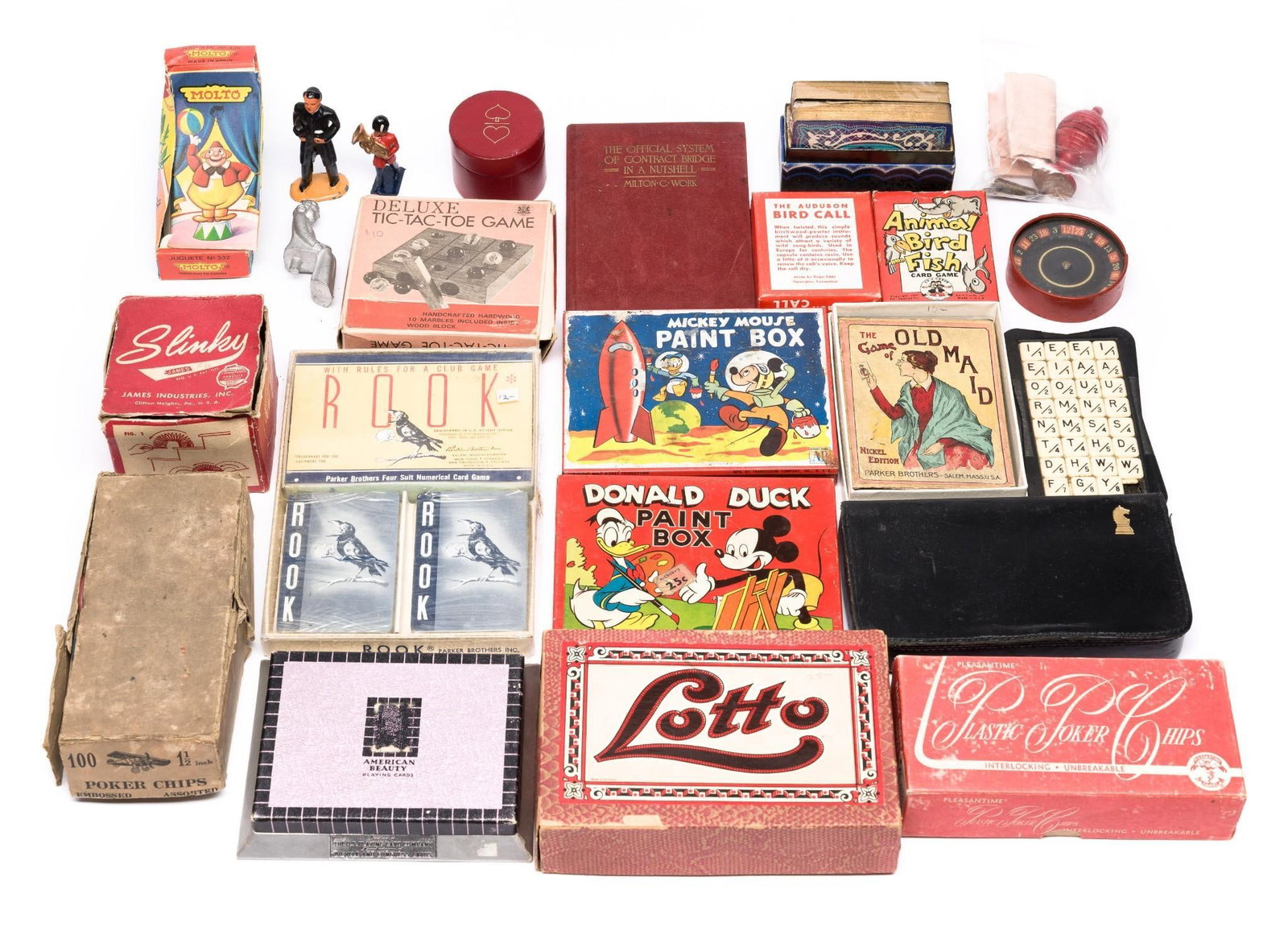 23 Vintage Games and Toys incl. Rook: Also includes slinky, playing cards, and more.