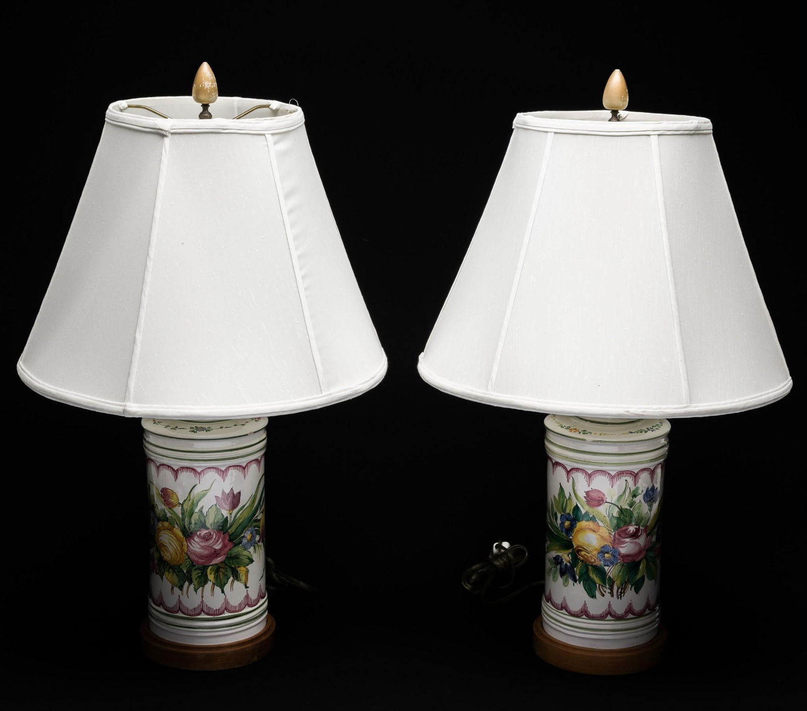Pair of Floral Ceramic Lamps (1 of 3)