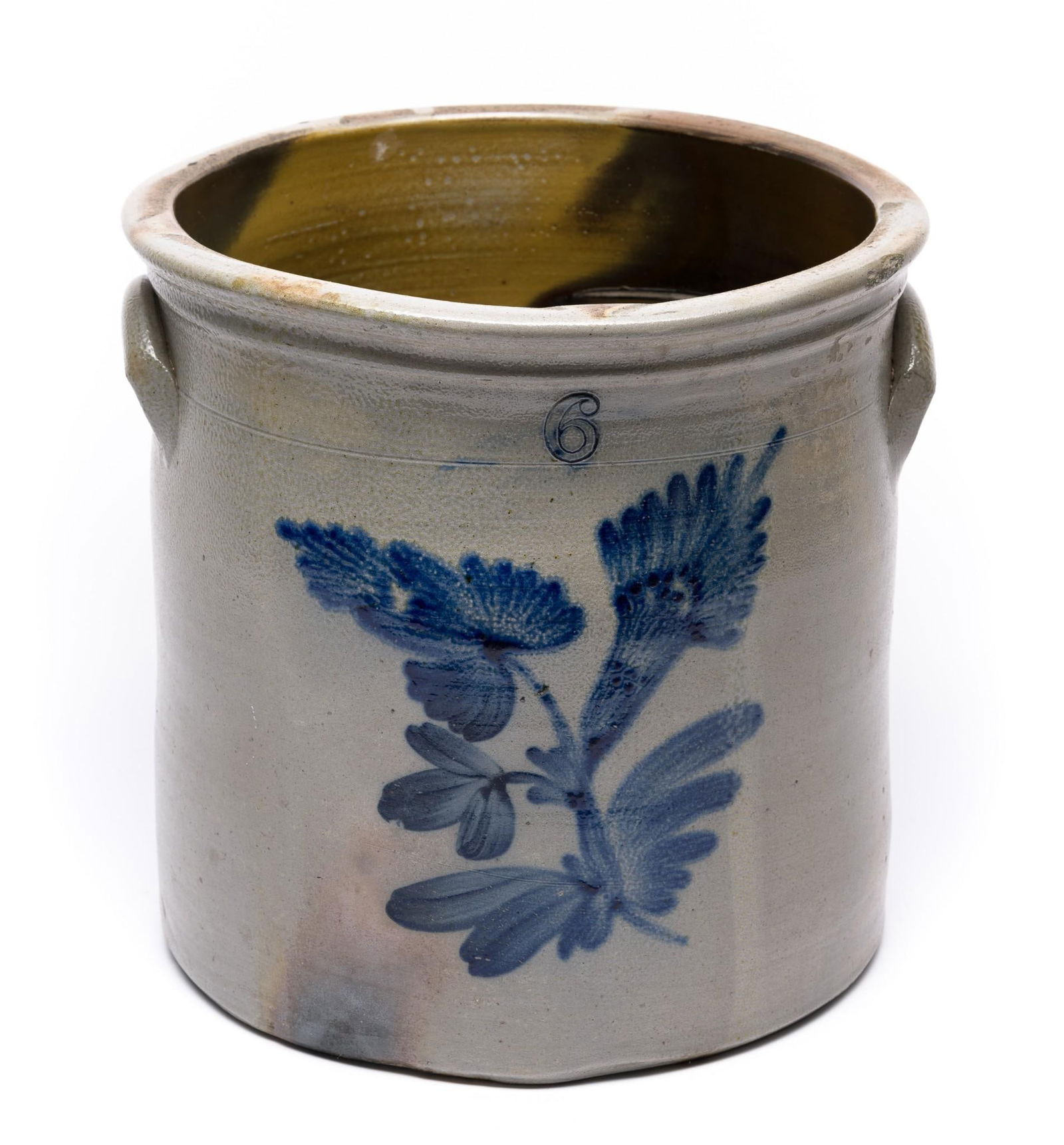 6 Gallon Floral Cobalt Stoneware Crock (1 of 6)