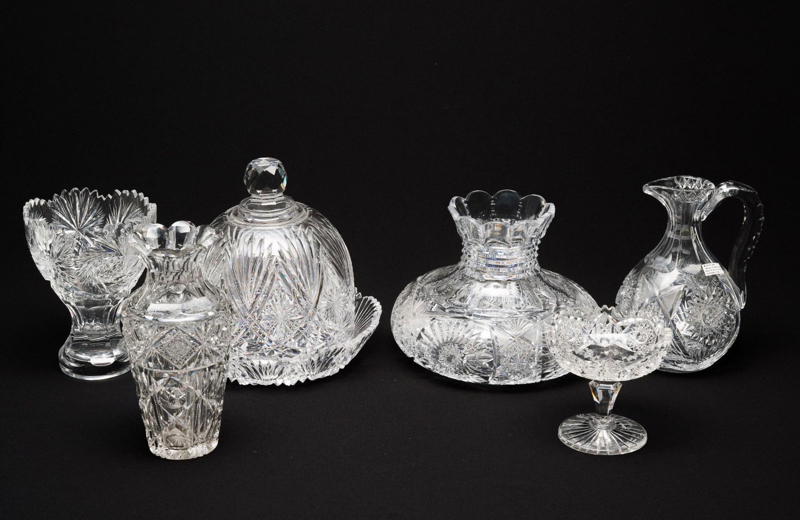 6 Pcs American Cut Glass Incl T.B. Clark (1 of 4)