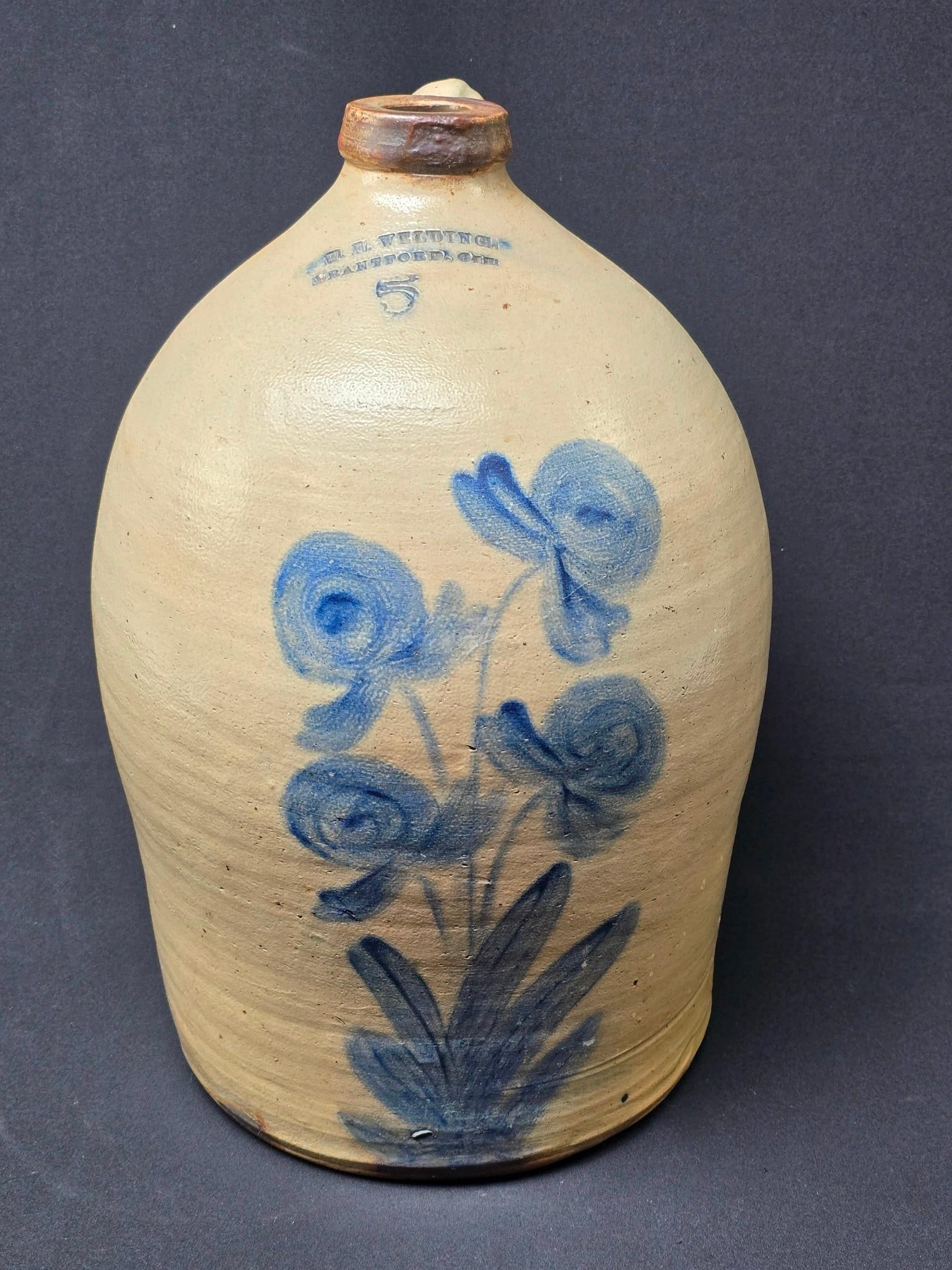 W. E. Welding Brantford, CT 5 Gallon Stoneware Jug (1 of 5)